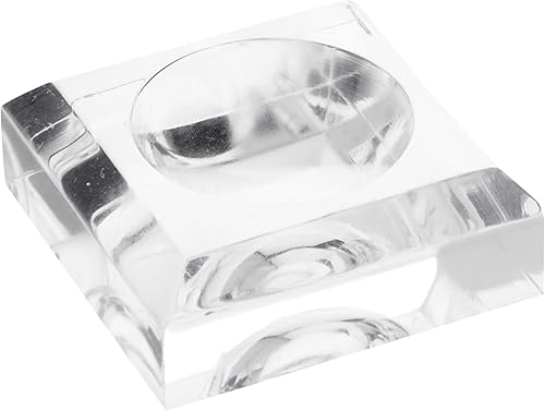 Plymor Base de exhibición cuadrada de acrílico transparente con círculo dentado para sostener huevos, mármol, bola o esfera, 2 pulgadas de ancho x 2