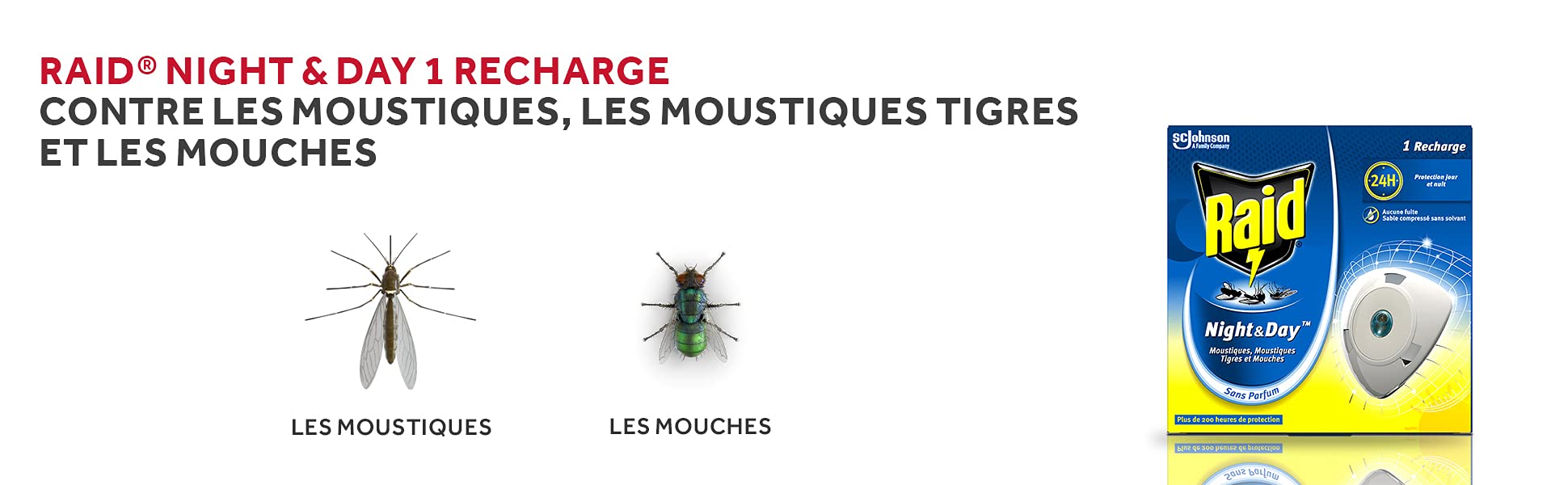 Raid Electric Night&Day - Recarga moscas de mosquito/tigres, 240 horas – Lote de 3
