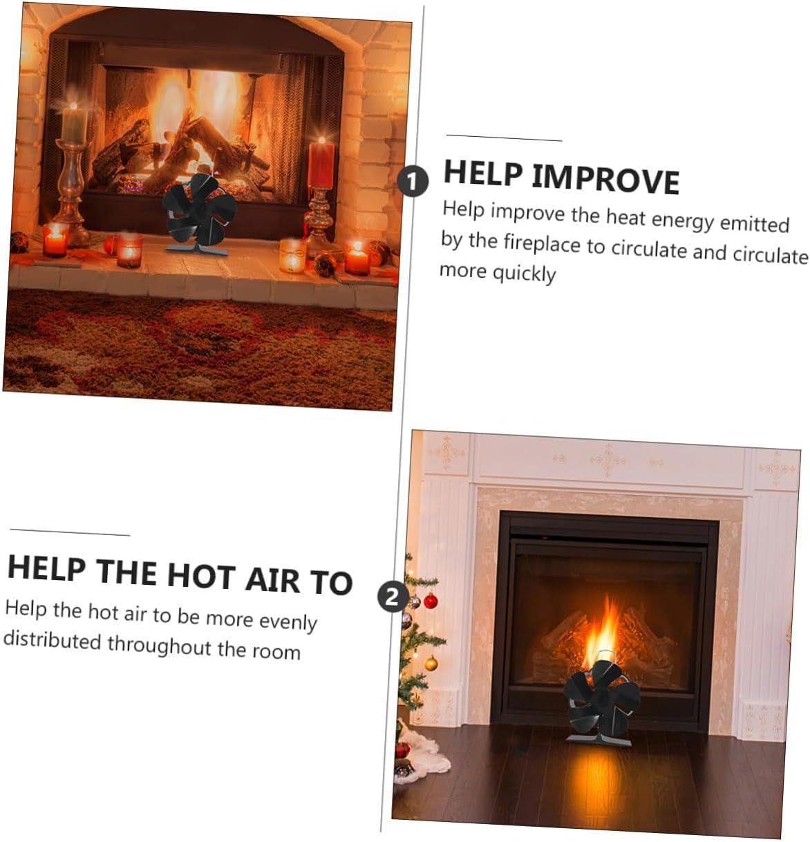 Mini 5-blade Heat Powered Stove Fan, Silent Thermal Metal Fireplace Fan for Residential Wood-burning Stove Heating, Black Compact Design for Efficient Heat Circulation