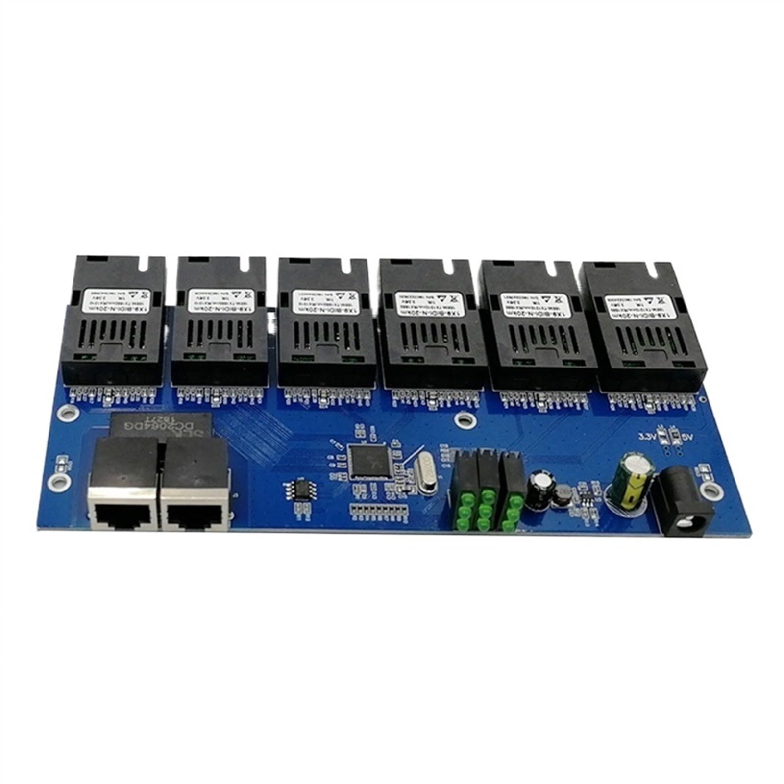 Convertisseur De Commutateur Ethernet Rapide 10/100M, 20KM, Convertisseur De Média Fiber Optique Ethernet Monomode 2 * RJ45 Et 6 * Port Fiber SC (Size : 1 pcs Only pCBA)