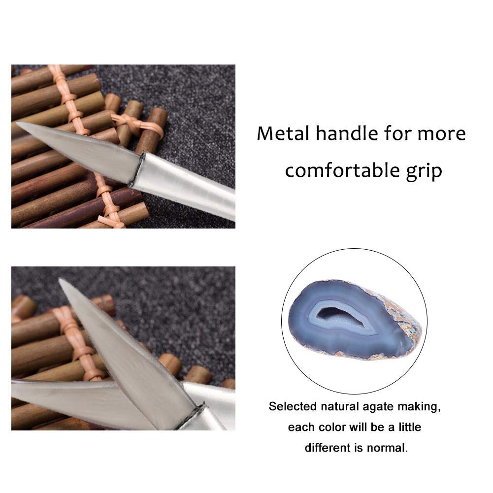 Agate Burnisher Knife, Tipped Agate Burnisher Polishing Jewelry Making Craft Tool for Gold and Silver