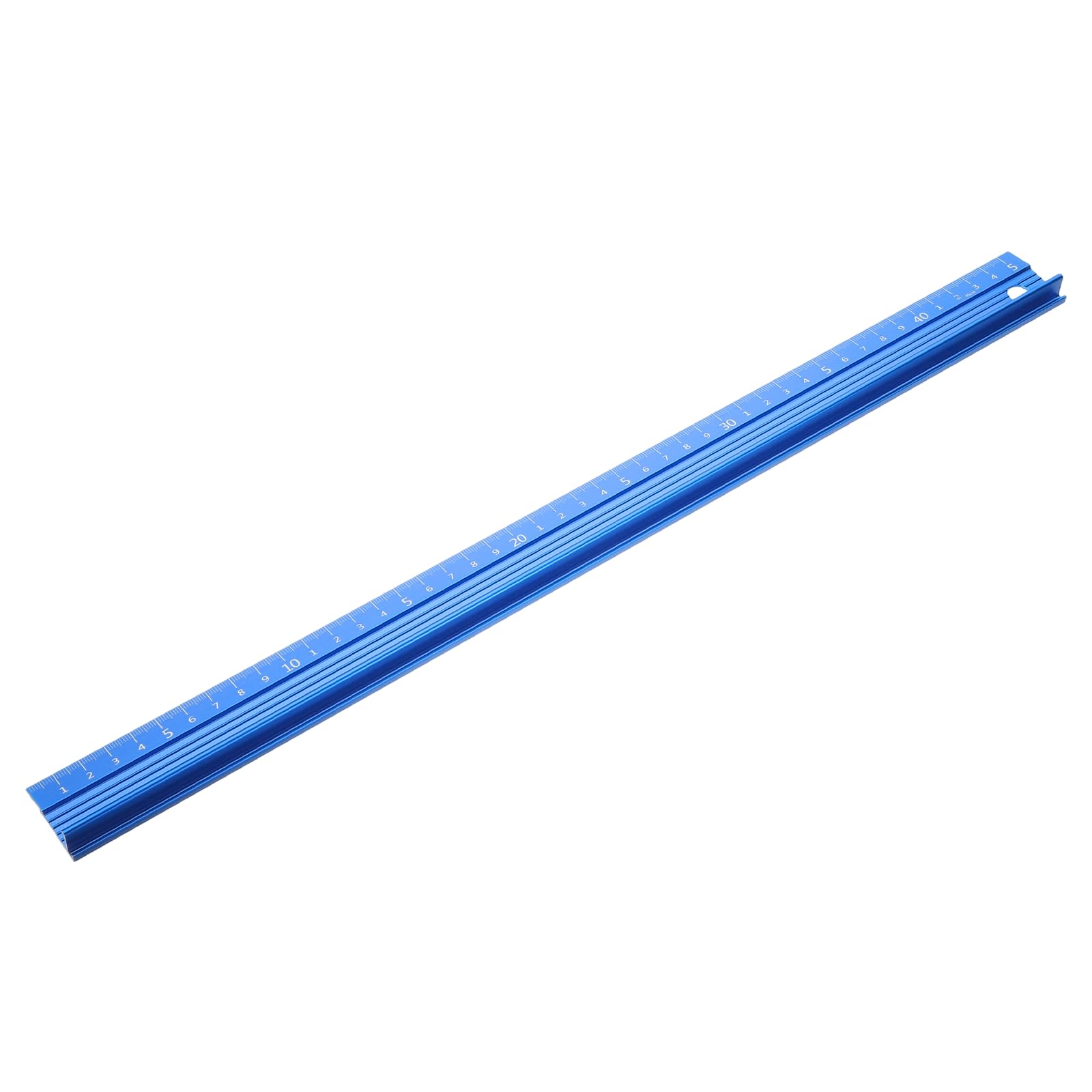 PATIKIL 45cm/18" Aluminum Cutting Rule Ruler, L-Type Cutting Ruler with Non Slip Rubber Backing Measuring Tool Accessory for Safe Use Cut Length Measurement, Blue