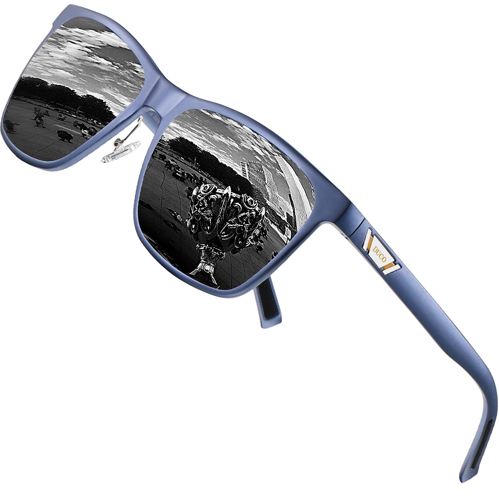 DUCO Sonnenbrille für Herren Damen Polarisiert Retro Unisex Sonnenbrillen Al-Mg Metallrahmen Polarisierte Brille UV 400 Fahrerbrille 3029H ﻿ ﻿ ﻿