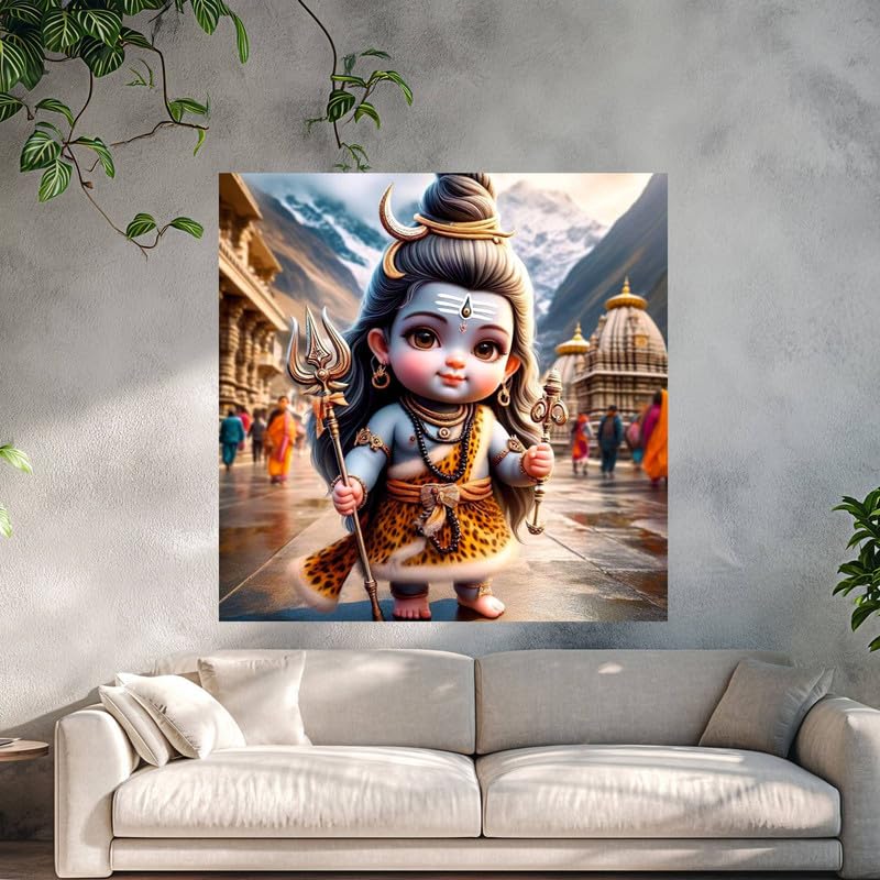 Image of British Terminal Cute little Bal Gopal Baby God Krishna| Kanha Ji | Laddu Lord Makhan Chor Painting Religious Poster for Pregnant Women for wall (matt thin vinyl,sticker,multicolor,unframed)| bj354