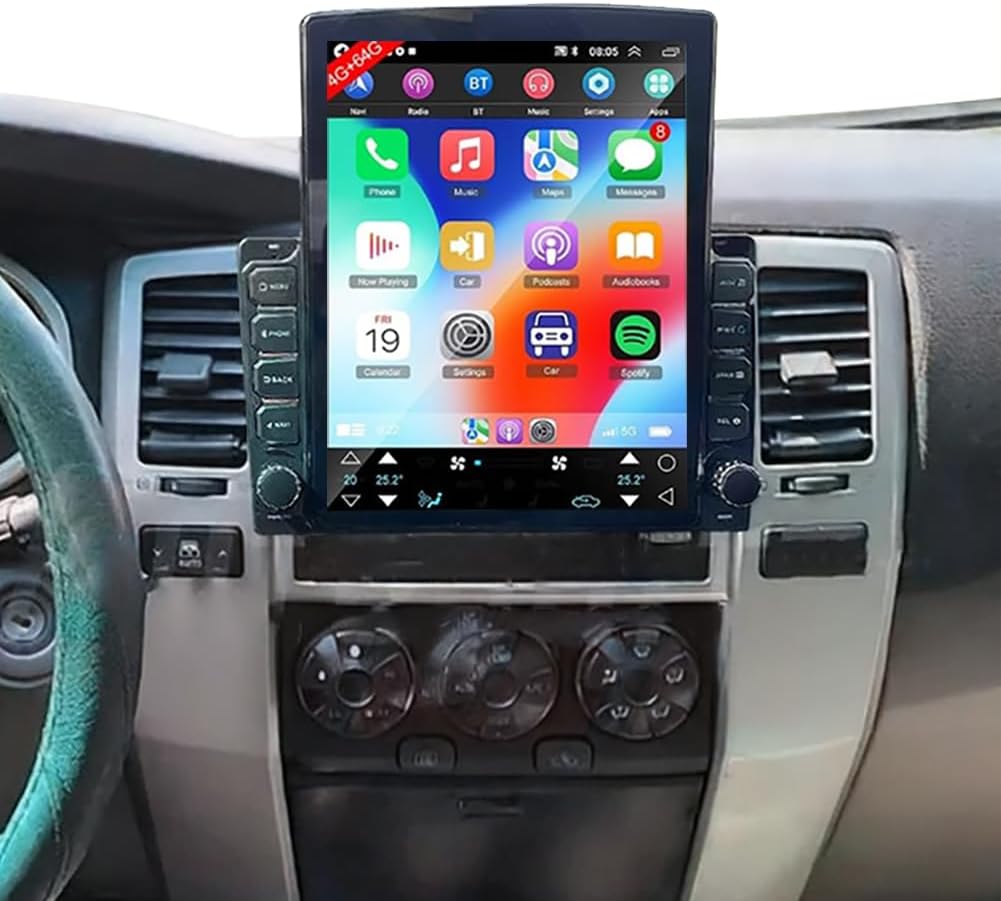 9.7 inch Car Stereo for Toyota 4Runner 2003-2009 Radio Upgrade Android 14 Vertical Touch Screen Car Radio for Toyota 4 Runner Head Unit Backup Camera with Wireless Carplay GPS Navi Bluetooth FM RDS