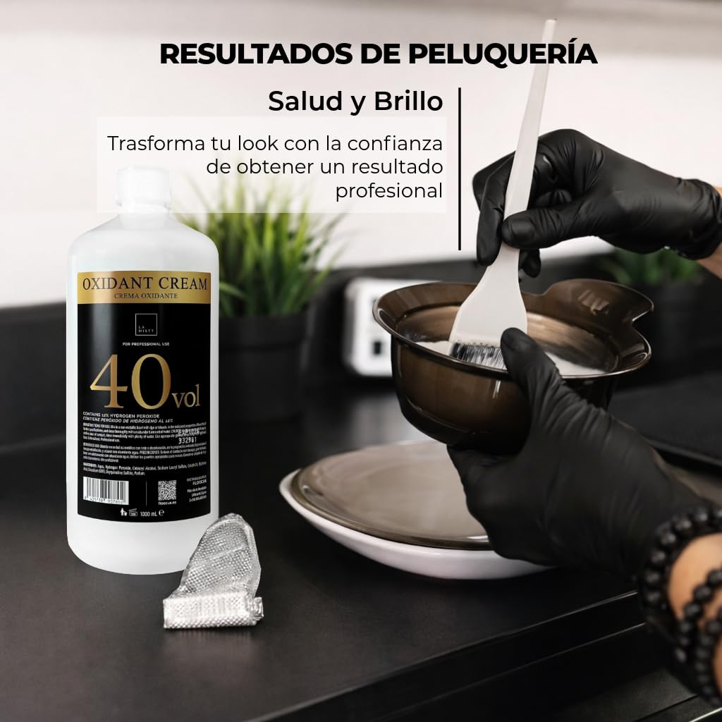 Crema Oxigenada 40 Vol (12%) para Tintes | 5 Botellas de 1 Litro | Decolorante Pelo Profesional