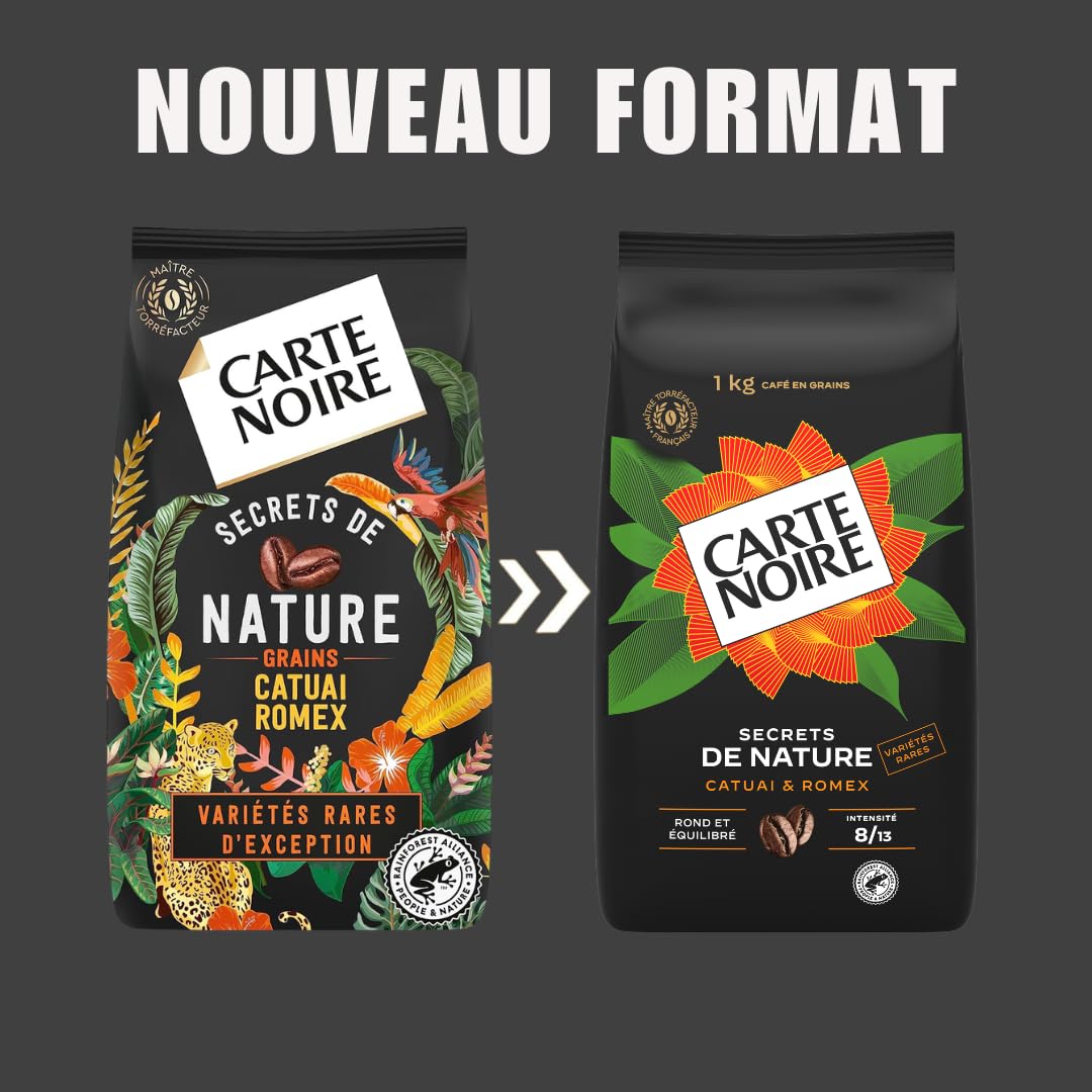 CARTE NOIRE - Café Grain Carte Noire Secrets de Nature - Catuai Romex - Certifié Rainforest Alliance - Paquet de 2 kg