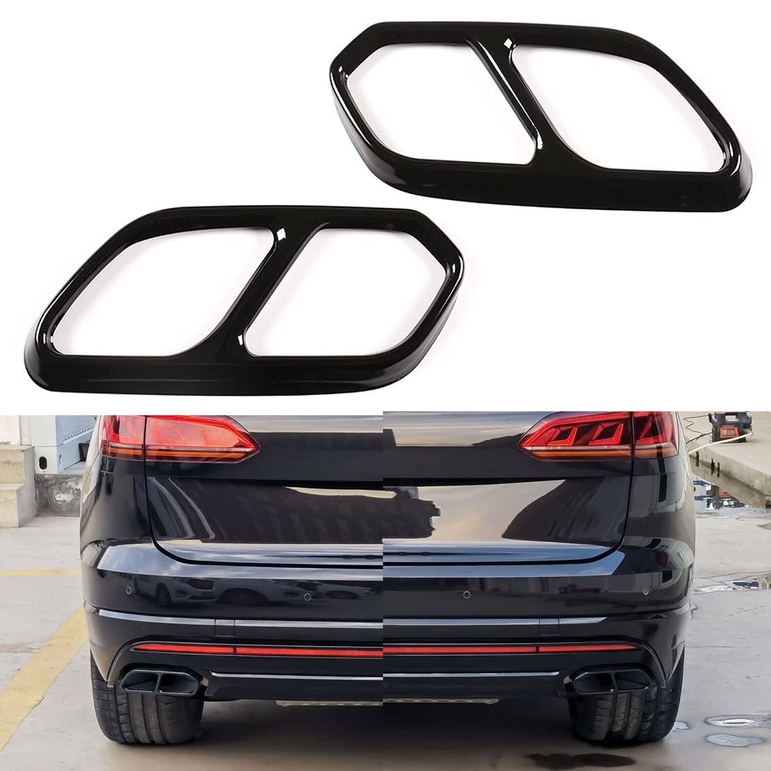 per VW per Touareg CR7 2018 2019 2020 2Pcs Nero Auto Posteriore Sinistra Destra Silenziatore di Scarico Punta del Tubo Copertura Trim Decor