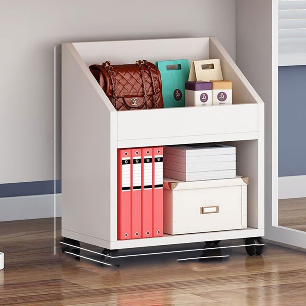 Multifunctional Under Table Mobile Bookshelf Slide Out Rolling Utility Cart Multi-Layer Space Categorized Storage Household
