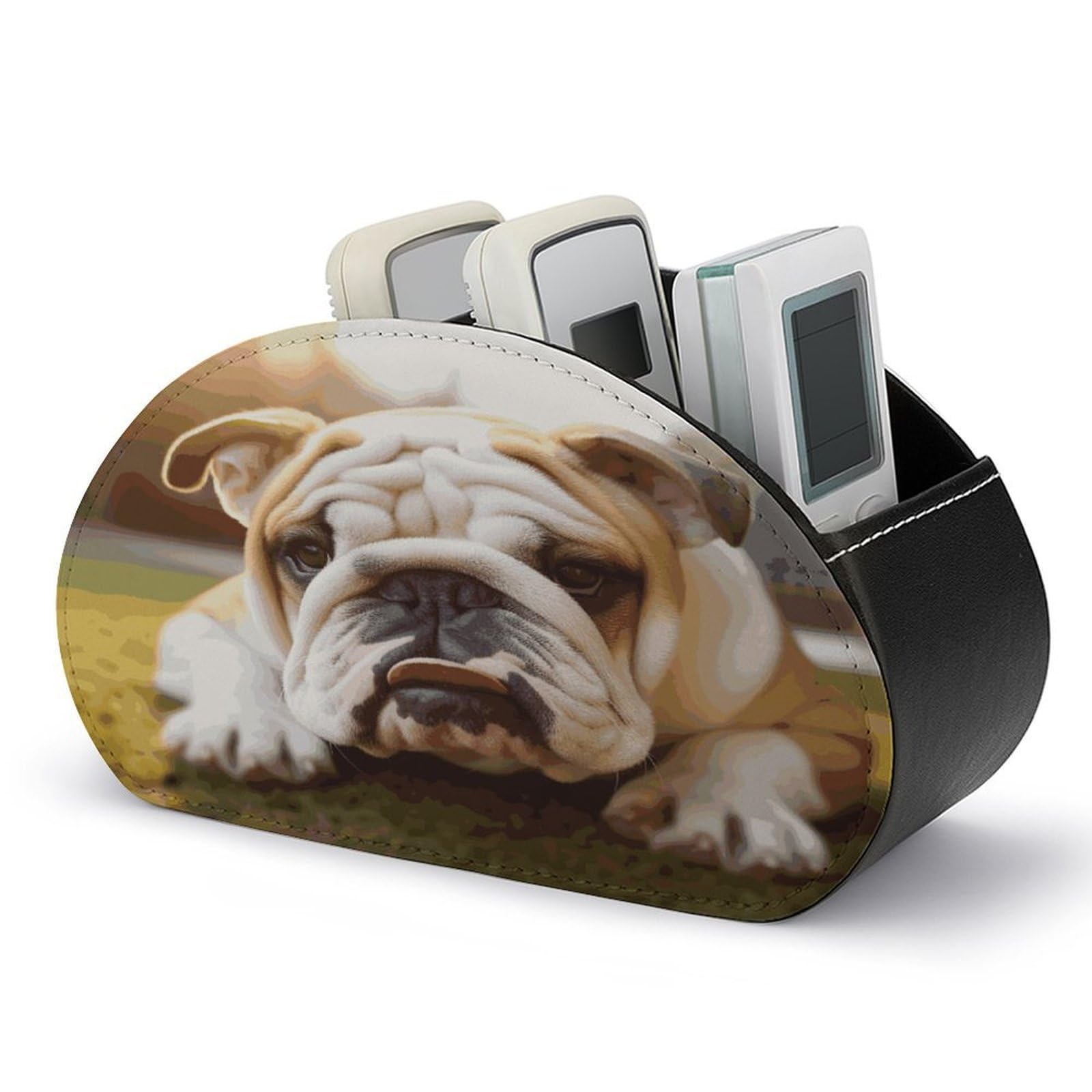 Btcowzrv Style Cute Bulldog Puppy Remote Control Holder With 5 Compartments