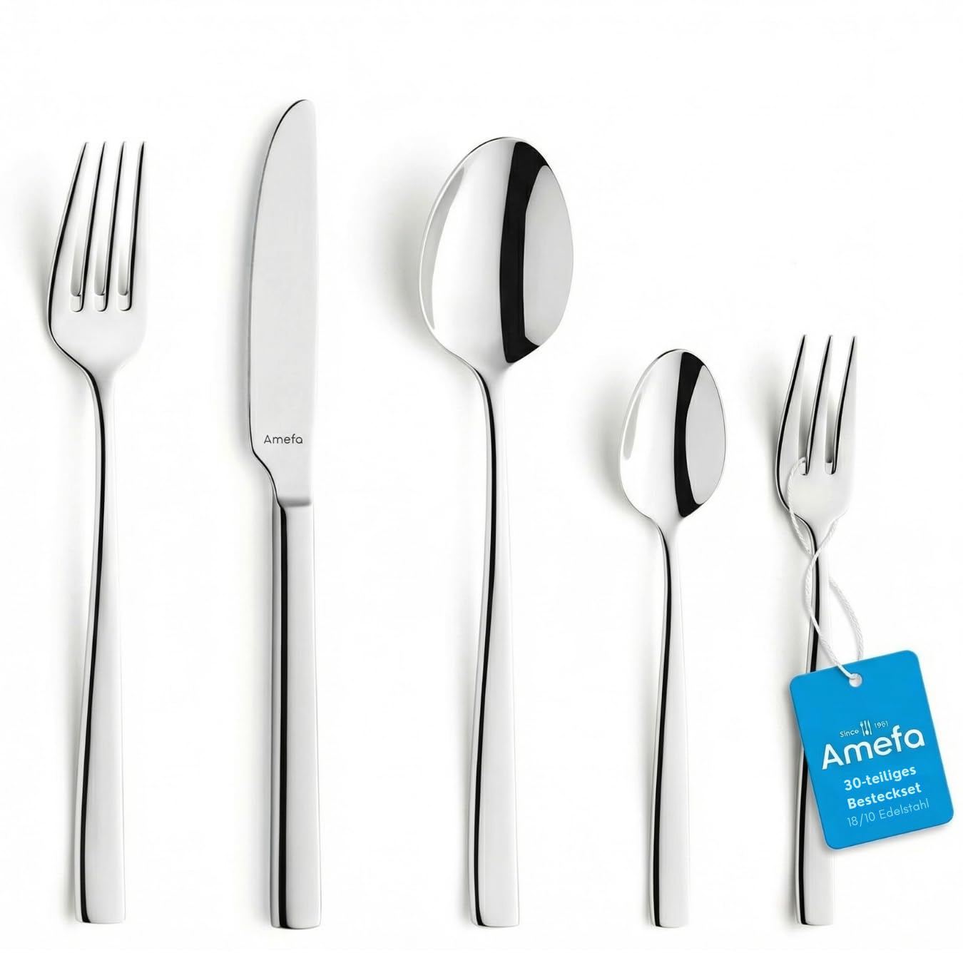 Amefa Fresh Besteckset 6 Personen, Besteck Set 30-teilig, Edelstahl Rostfrei, Besteck Spülmaschinenfest, Essbesteck, Tafelbesteck