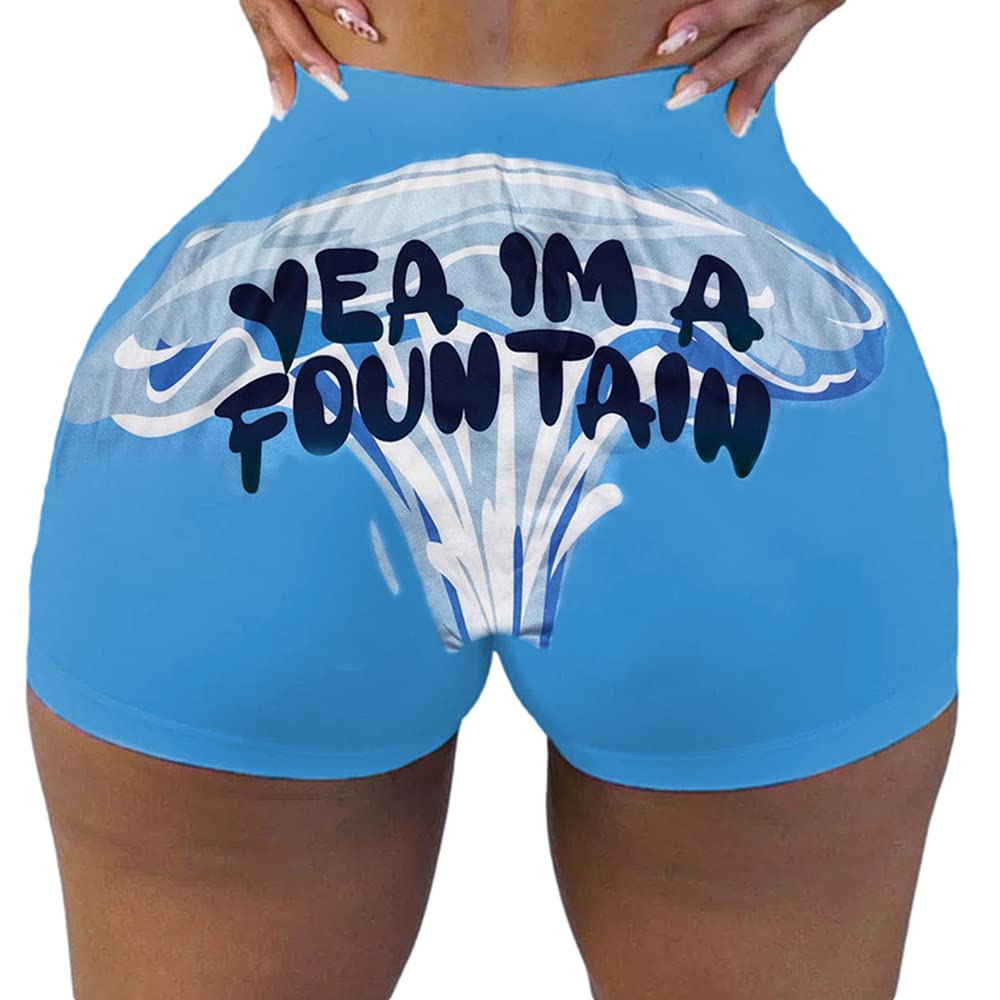 NEWSITE Women's Casual Workout 3D Printed Shorts High Waisted Butt Lifting Yoga Shorts