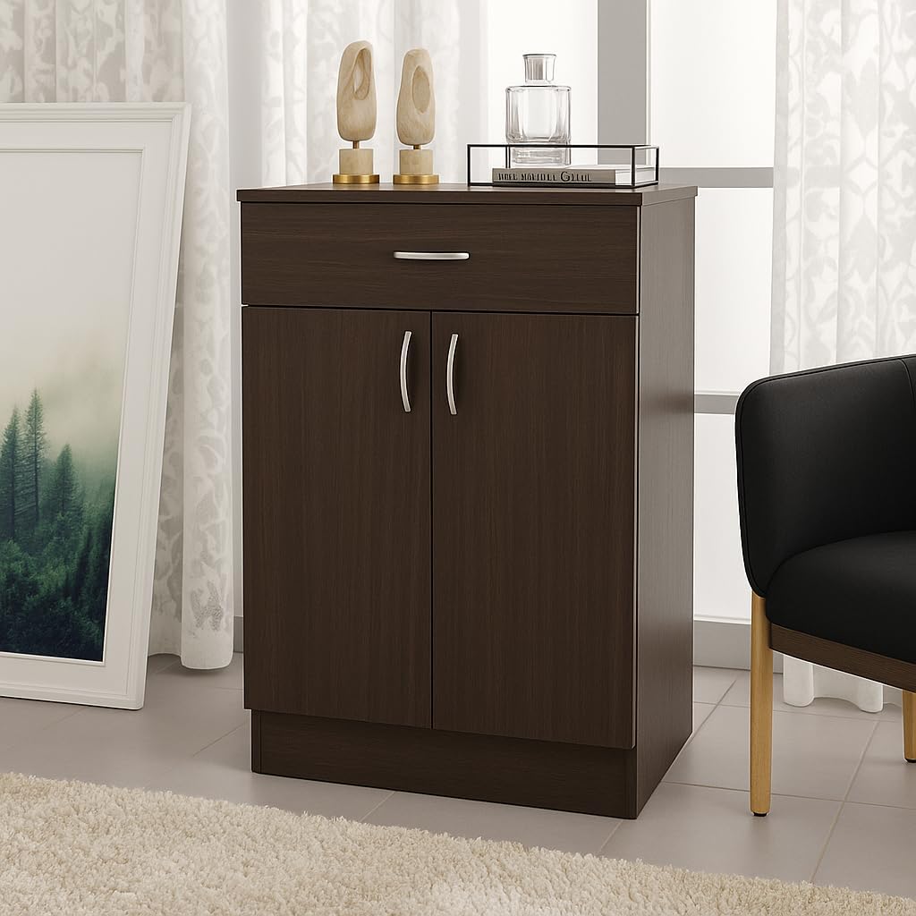 NIKITA WOOD Multi Purpose Storage Unit for Home Closed Book Shelf Engineered Wood Crockery Cabinet (Brown Finish, Medium)-image-48