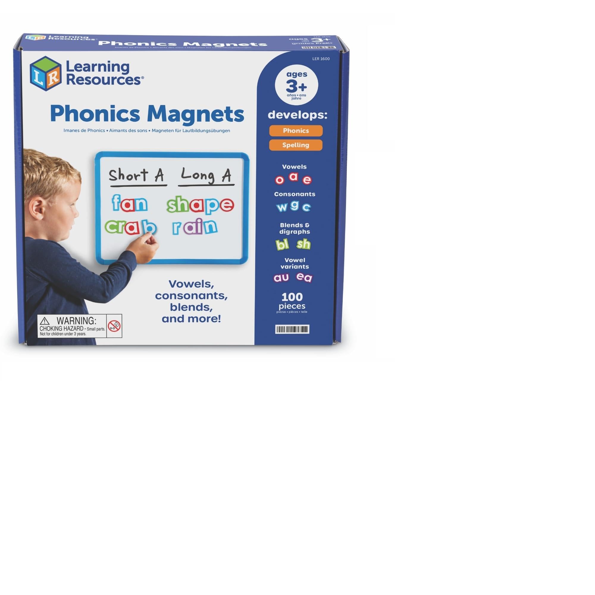 Learning Resources Phonics Magnets, Ages 3+, Phonics Learning Toy, Build Letter Sounds, Blending and Early Reading Skills With Colour‑Coded Magnetic Letters