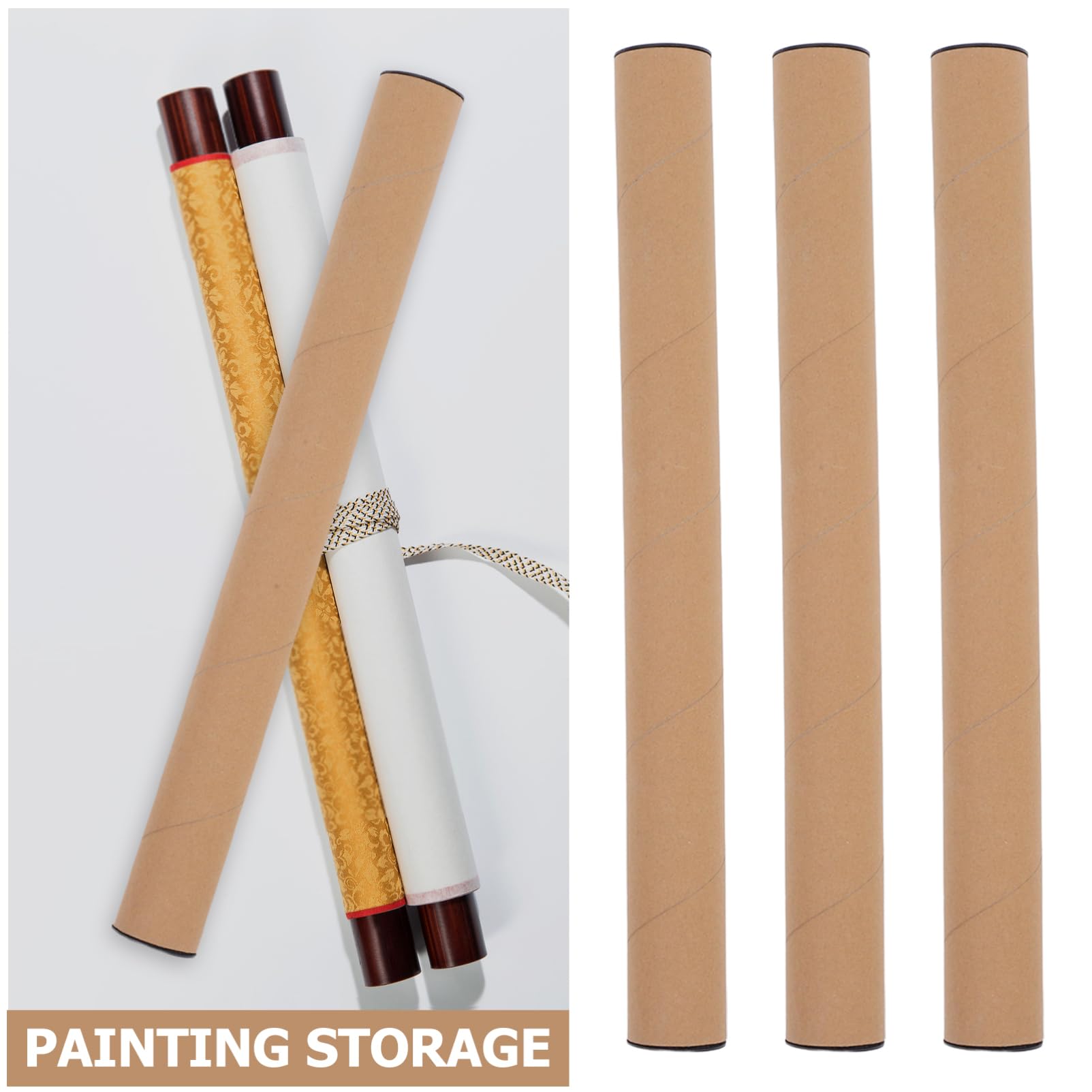 OUNONA 10 Pcs Tubes D'expédition en Papier pour Affiches Porte-affiche avec Bouchons en Plastique Stockage Pratique pour Cartes Plans et Rouleaux 50x5cm