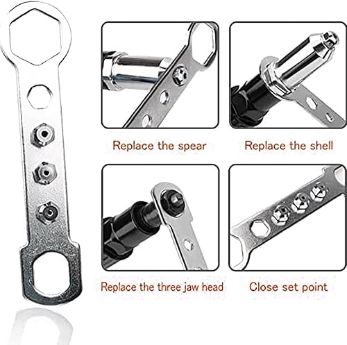 Miniatura 5 de Kit adaptador de pistola de remache, accesorio de remache de taladro eléctrico, fácil procesamiento para trabajos de remachado pop, con 4 cabezales