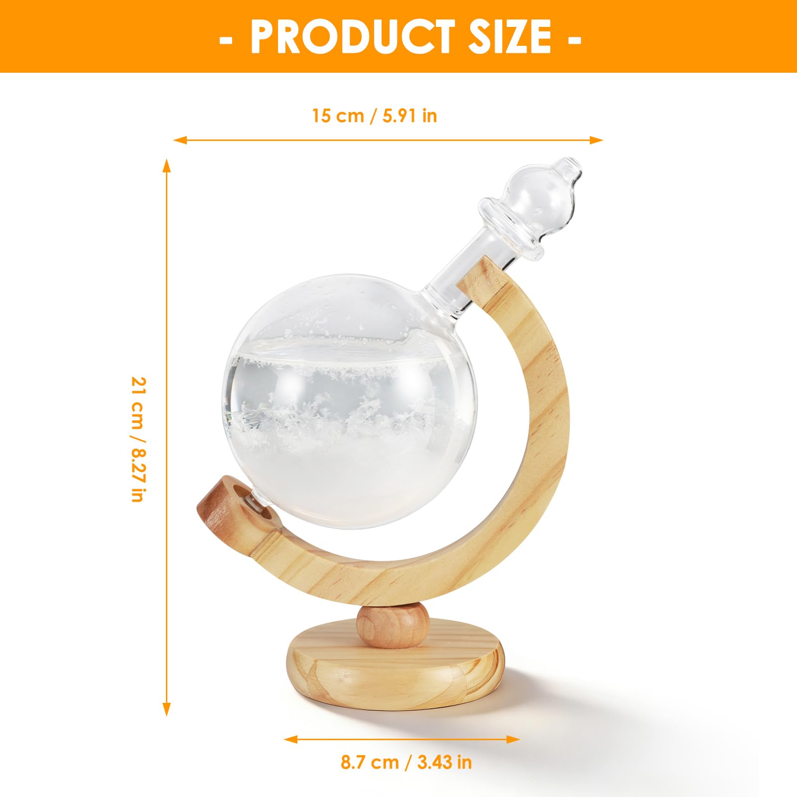 Storm Glass Verre Tempête Stations, Globe Forme Bouteille de Prévisions Météo, Météo Prévisions Créatives Style Nordique Pour la Maison et la Décoration de Bureau