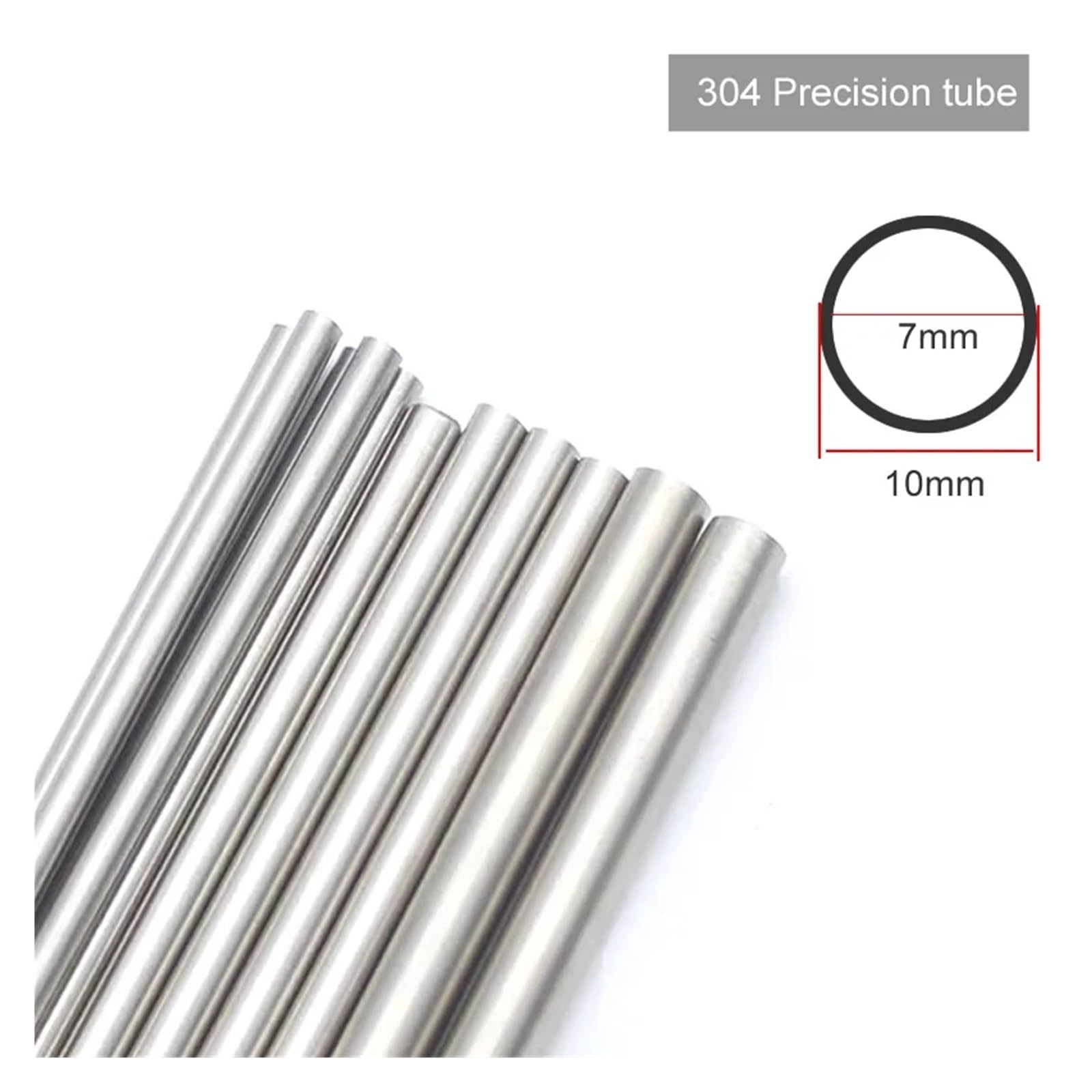 1 pièces OD 10x1.5mm, Tube de précision en acier inoxydable 304, diamètre extérieur 10mm, épaisseur de paroi 1.5mm, diamètre intérieur 7mm (Size : 500mm)