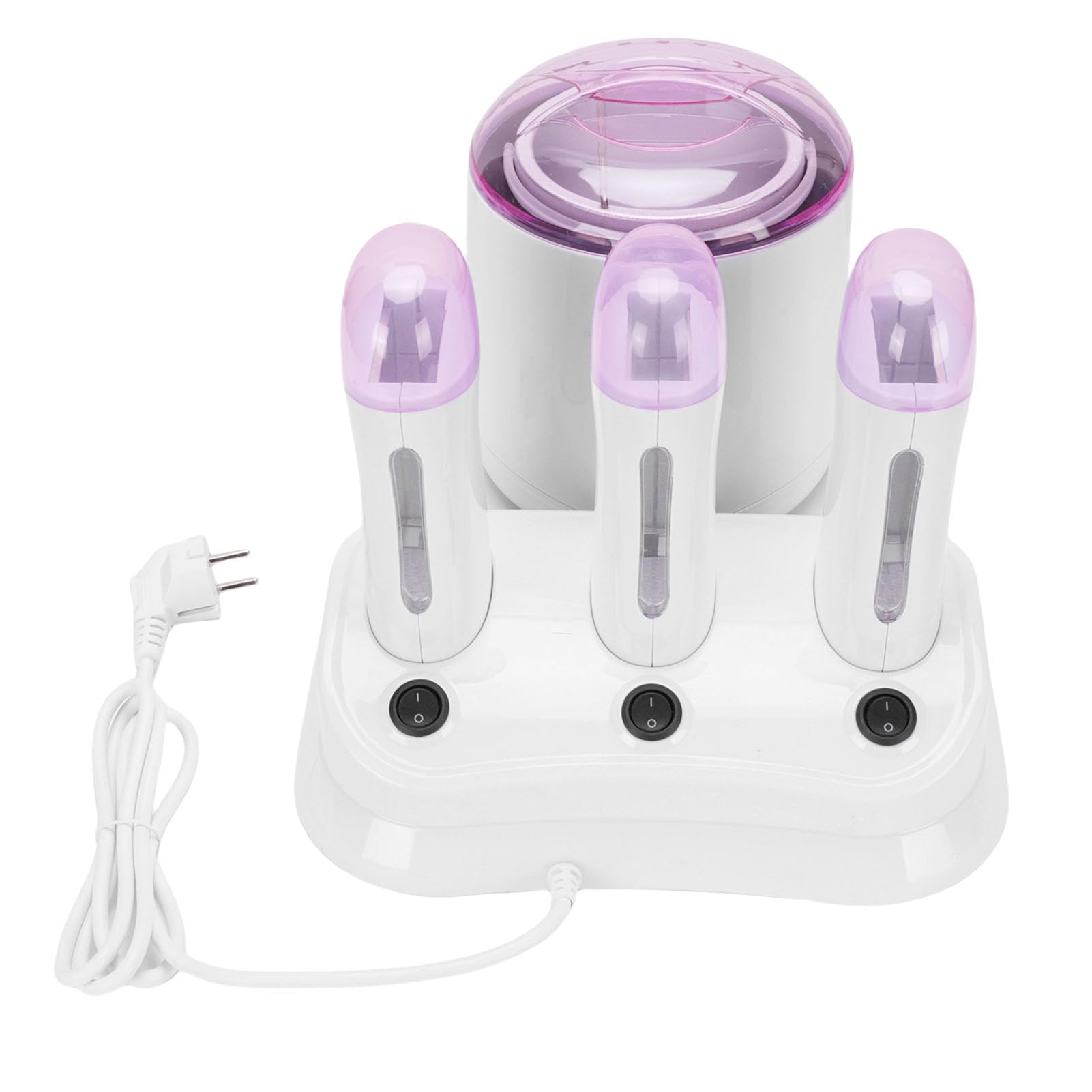 Chauffe-cire 4 en 1 – Chauffe-cire roll-on 220 W, conception anti-brûlure avec 3 cartouches, idéal pour un usage domestique – Couvercle transparent pour une surveillance facile