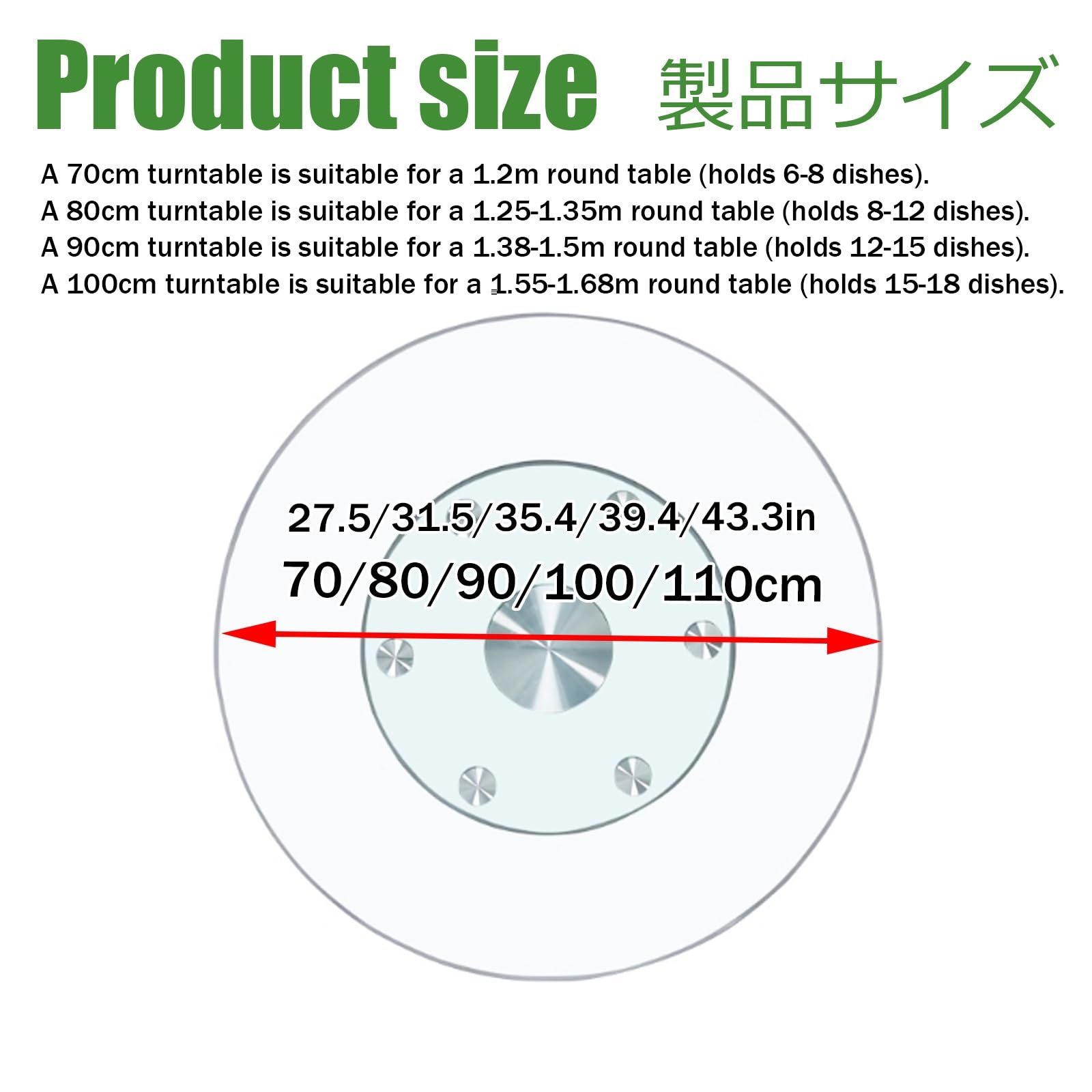 Glass Lazy Susan Plato Giratorio De Vidrio Templado Plato Giratorio para Servir Bandeja Giratoria Grande para Mesa De Comedor Cocina Y Servir(100cm/39.4in)