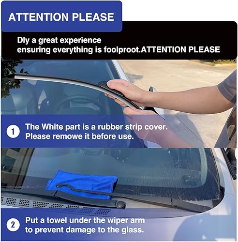 Miniatura 7 de VONFUL Limpiaparabrisas silencioso, de 24 + 19 pulgadas, de alta calidad, duradero, estable y silencioso, calidad de equipo original, con gancho en