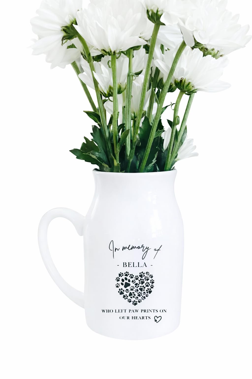 Uniquepgifts White Pet Memorial Flower Vase - Personalised Pet Loss Gift - In Memory Of - Small Bereavement Keepsake - Dog & Cat Remembrance - 12.5Cm High