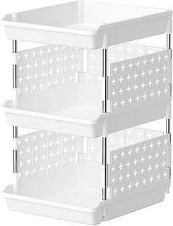 Lifewit Plastic Stackable Storage Baskets, 3 Tier Stacking Bins 13.8