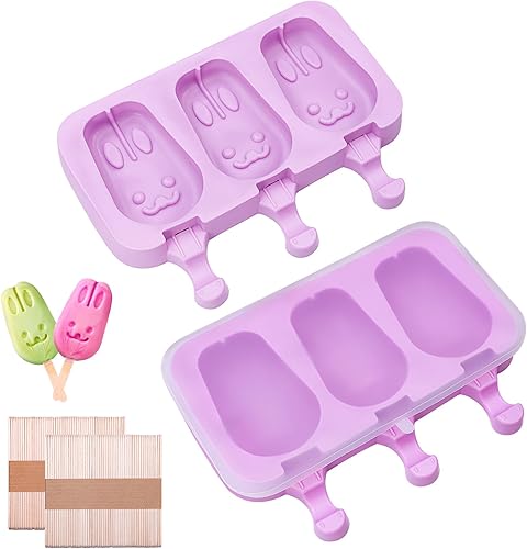 Moldes para paletas, juego de 2 moldes para hacer paletas, moldes para paletas con palo, sin BPA, mini moldes caseros para paletas para bebés y