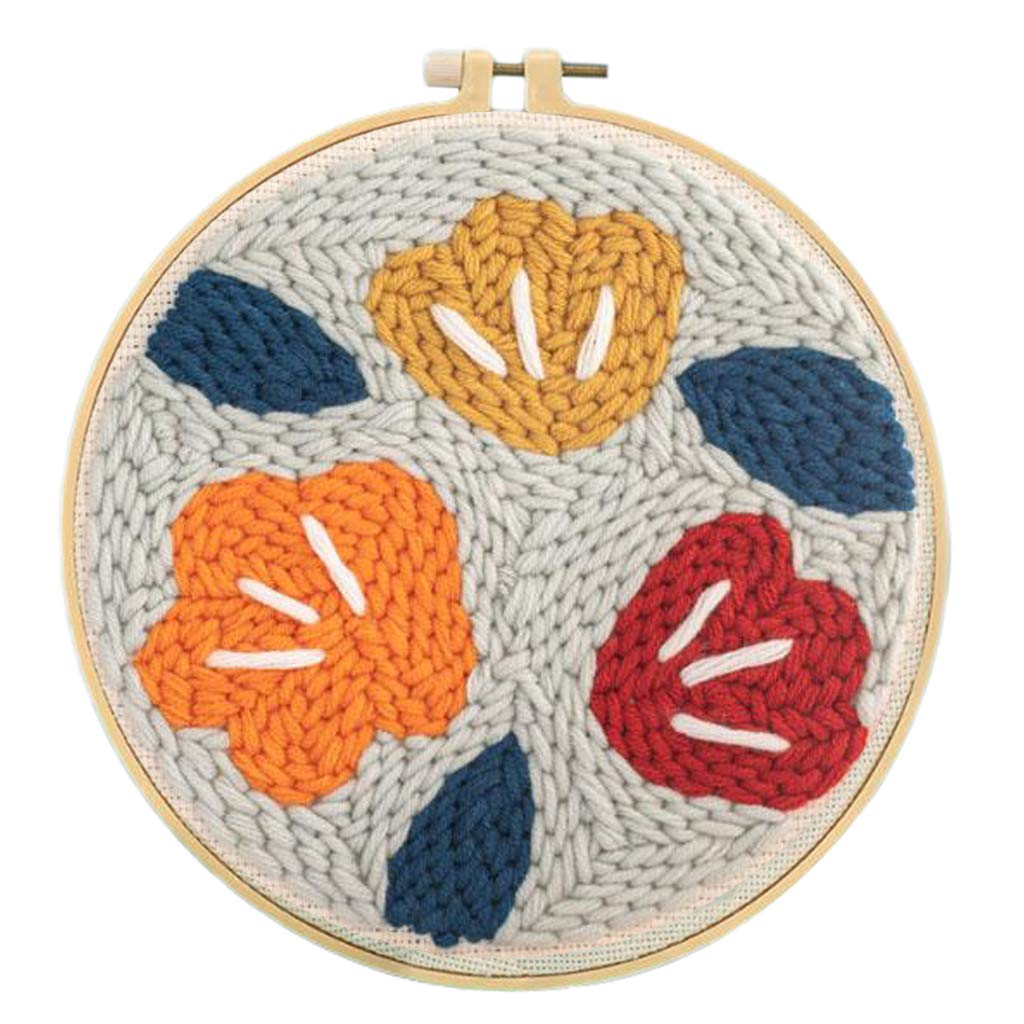 KBOLAE Punch Needle Kit with Punch Bamboo Embroidery Hoop DIY Craft Petal