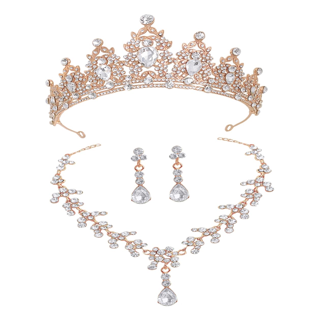 necklace 1 zestaw łańcuszek z koroną na naszyjnik kryształowe kolczyki biżuteria dla panny młodej ślubne nakrycie głowy tiara ślubna necklace