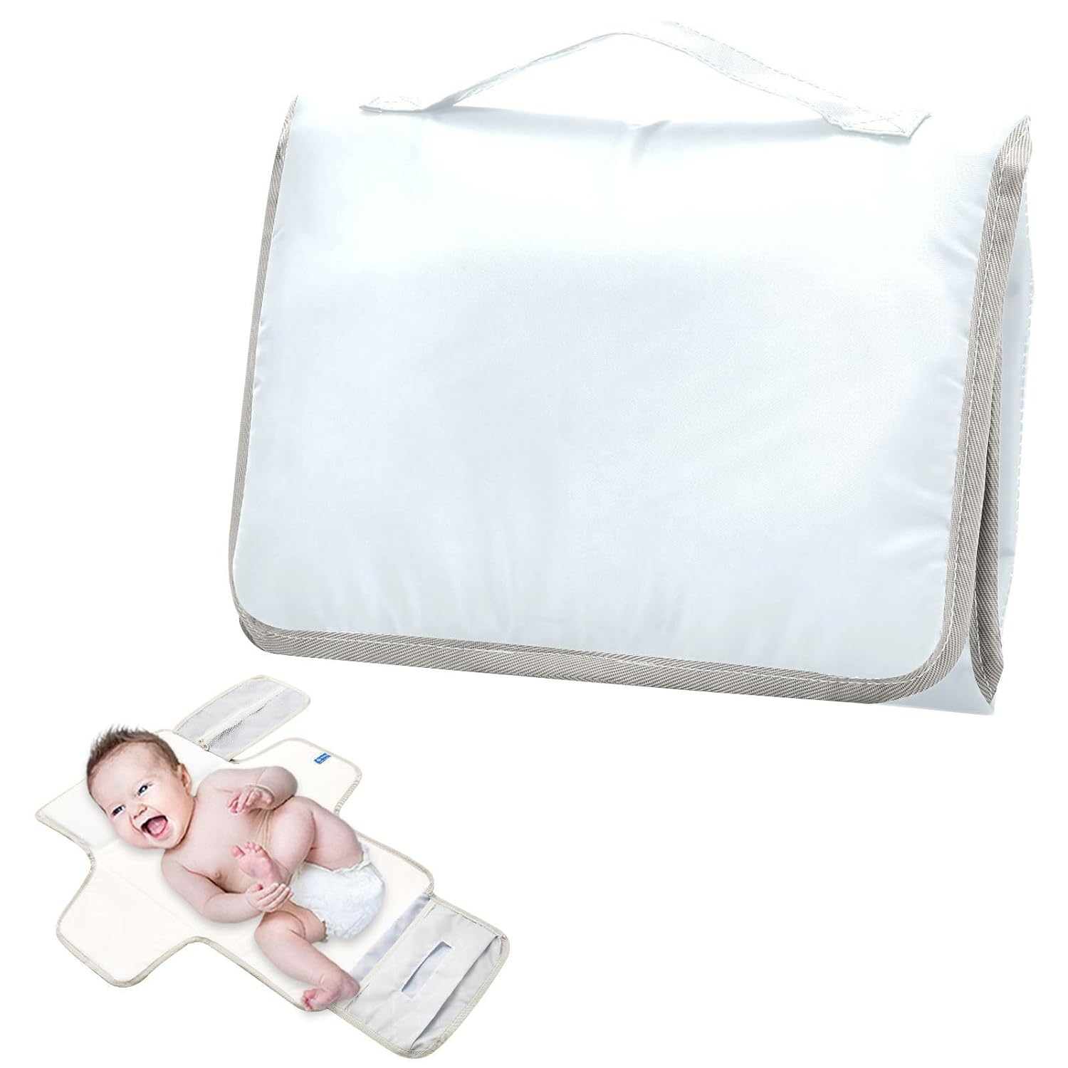 Blue Solid Color Pure Plain Reusable Changing Pads with Tissue Pocket Portable Changing pad for Baby Lightweight & Foldable Changing Station cambiador de pa?ales para Bebes