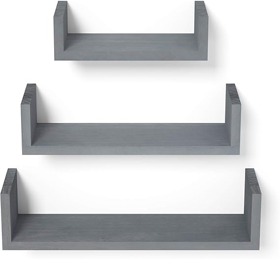 SRIWATANA Floating Shelves Wall Mounted, Solid Wood Wall Shelves, Weathered Gray Amazon.ca Home