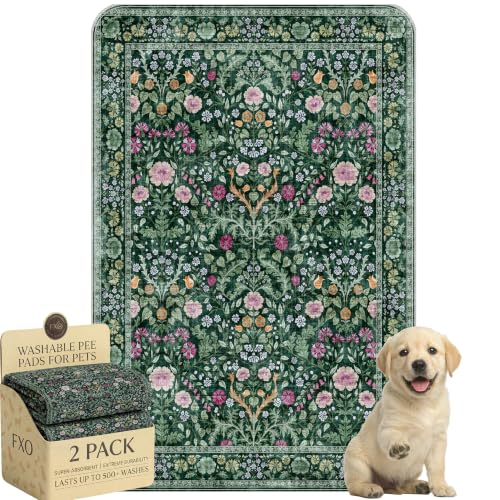 Image of Washable Pee Pads for Dogs,Great Urine Absorbent Reusable Puppy Training Pads,Waterproof,Leak-Proof & Non-Slip Potty Pads for Whelping,Crate,Playpen,Bed.(Midnight Garden Floral,24 inchx36 inch)