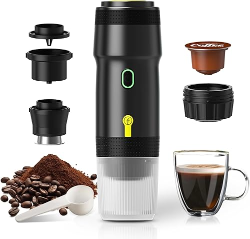 LumoShine Cafetera eléctrica portátil, cafetera de viaje para campamento, cafetera de auto con calentamiento automático con USB-CC, compatible con