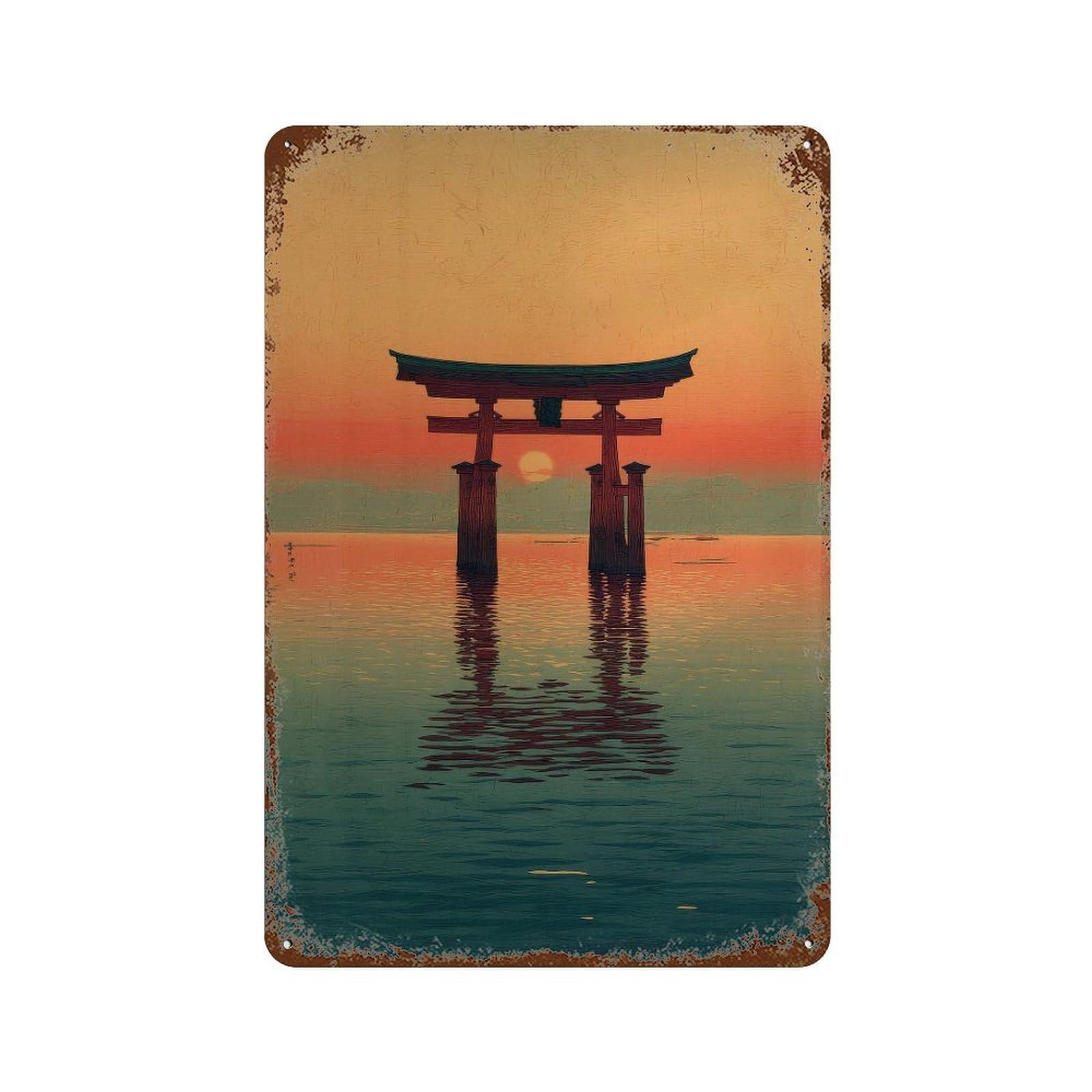 xiaoxiaoshen Torii Gate. Japanese Ukiyo Wall Decor Art Metal Tin Poster Modern Home Decor Art Home Bar Shop Decorations Vintage Sign 30x20cm