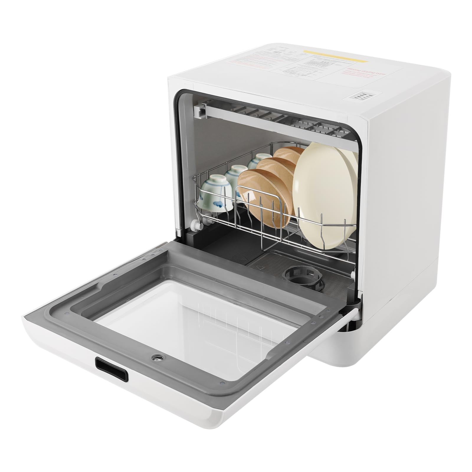 Portable Countertop Dishwasher, 800W Mini Dishwasher 15.35 * 16.92 * 18.11in Dish Washing Machine with 4 Functions, 52dB Ultra-Quiet for Small-Sized Houses (White-6)
