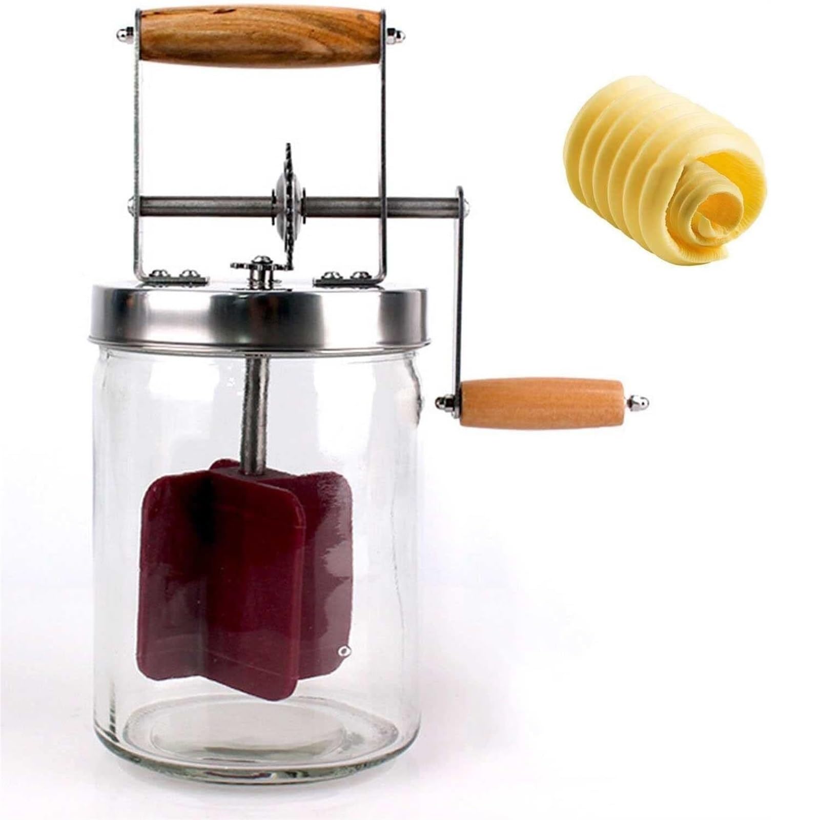 Amazon｜1L/1.5L 手動バターチャーナー、ハンドシェイクギ