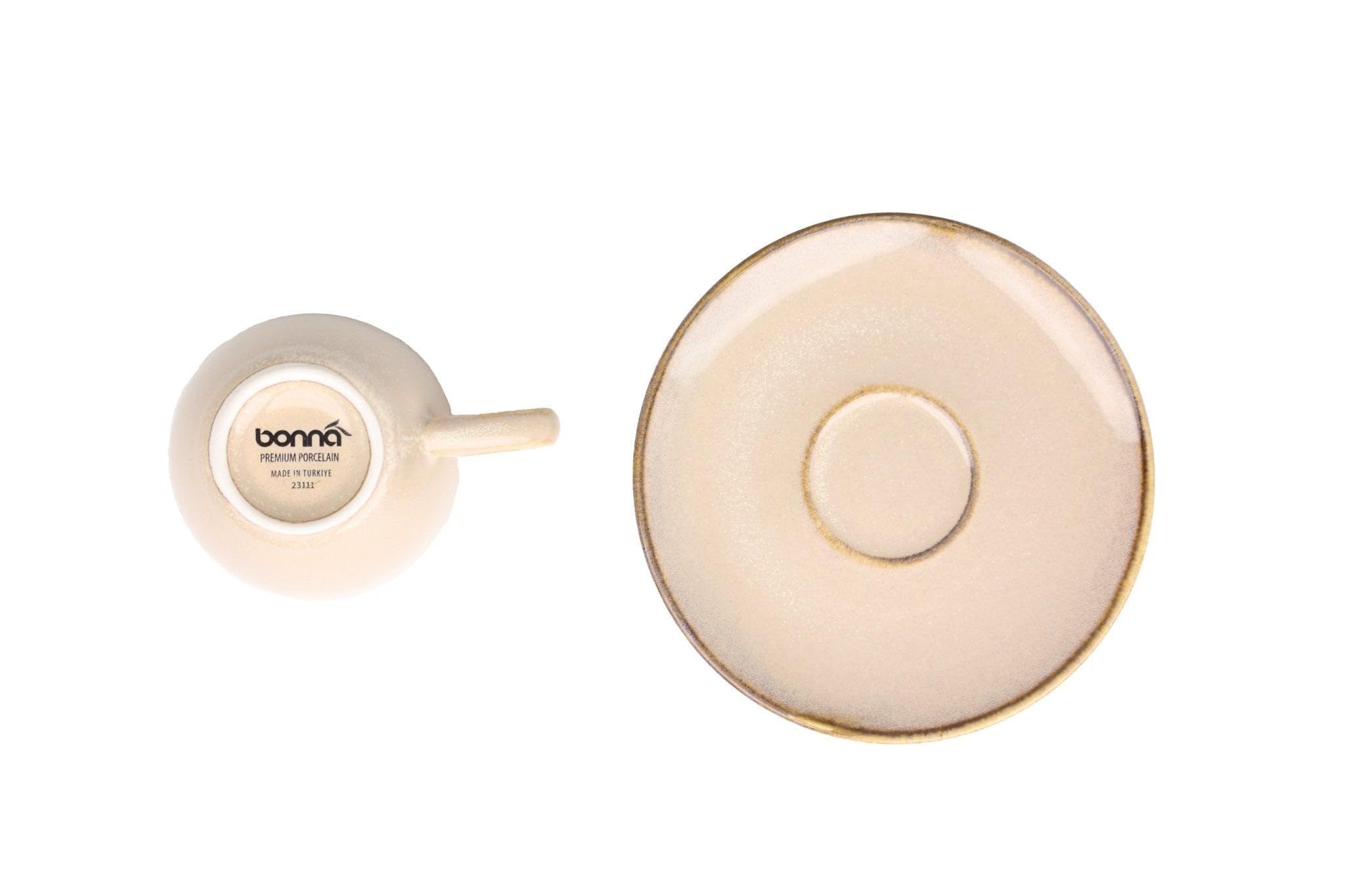 Bonna Sand Hygge - Tazas de espresso y platillo - 80 cc - Porcelana - Juego de 6