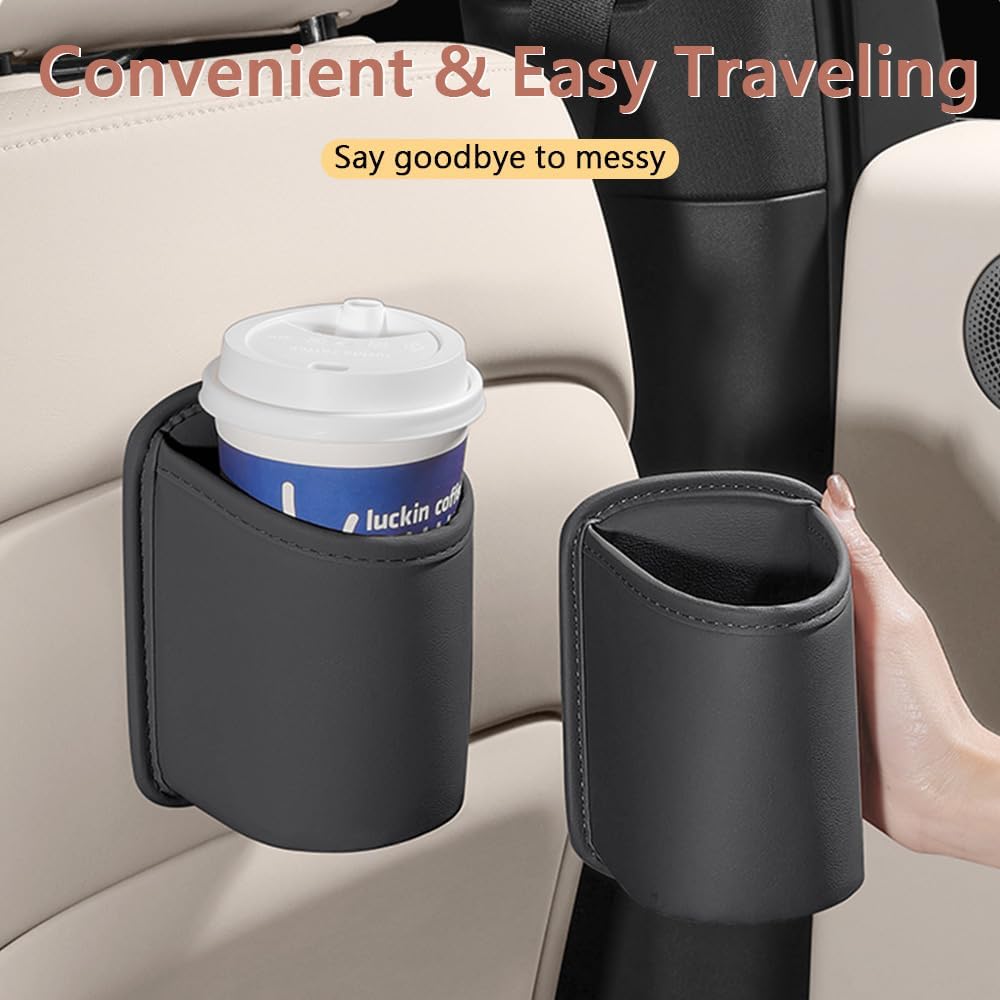 LECART 2 PCS Large Cup Holder for Car Door, Clip On Bottle Holder with Scratch Resistant Leather, Universal Fit Storage Organizer Accessories for Back Seat, Water Cup, Big Drinks, Beverages, Black - Image 7