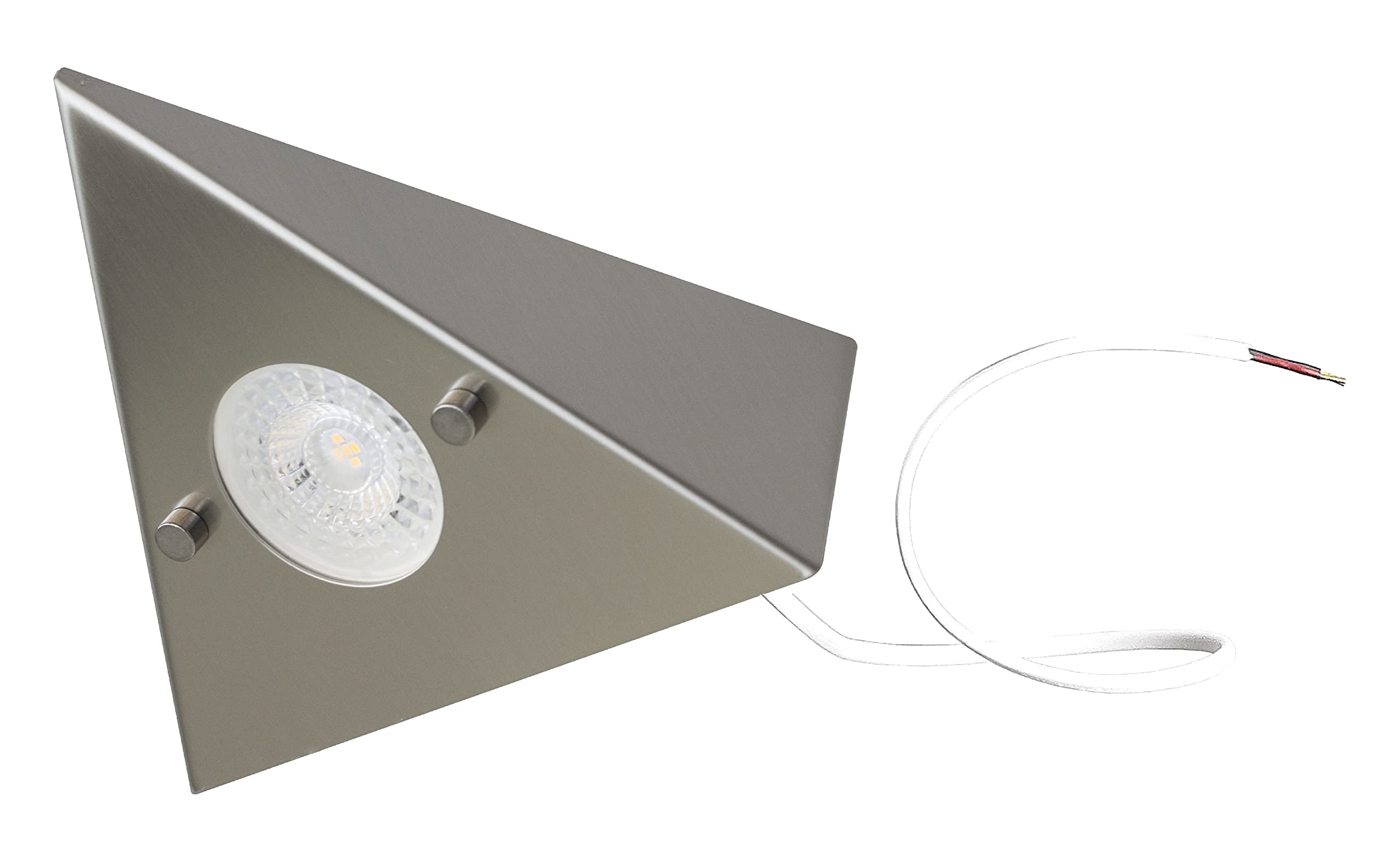 Trango 4er Set 6739-42N Küche Unterbauleuchte inkl. 4x 4,8 Watt LED Modul 3000K warmweiß *COOK* Einbauleuchte - Einbaustrahler aus Edelstahl Dreieckleuchte m. Schalter, Schrankleuchte, Küchenleuchte
