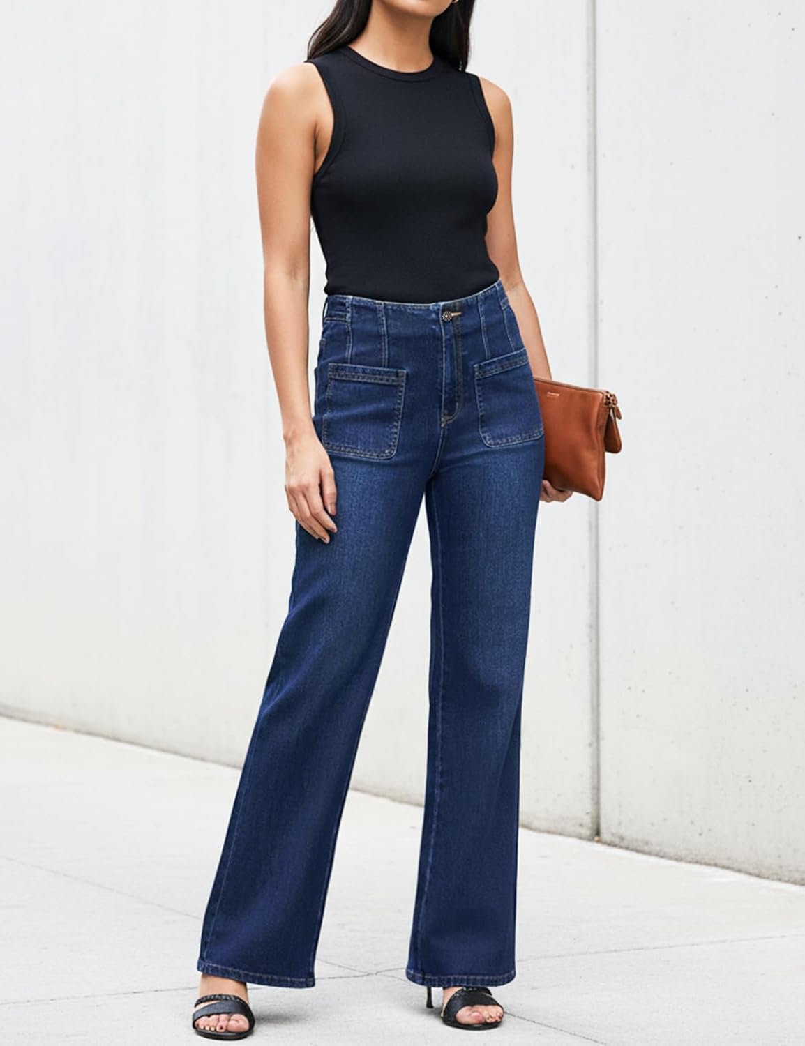 Wide Leg Jeans Woman, High Waisted Jeans for Women Trendy Stretchy Baggy Denim Pants with Pocket - Image 3