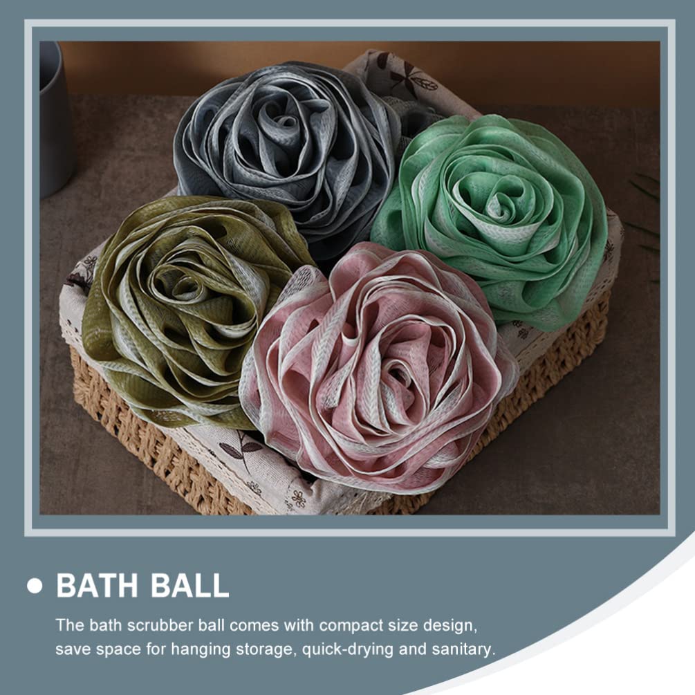 4 szt. Kąpiel Loofah Rose Flower Shad Pufa Ball Gąbka pod prysznic Peeling do ciała Exfoliator do łazienki