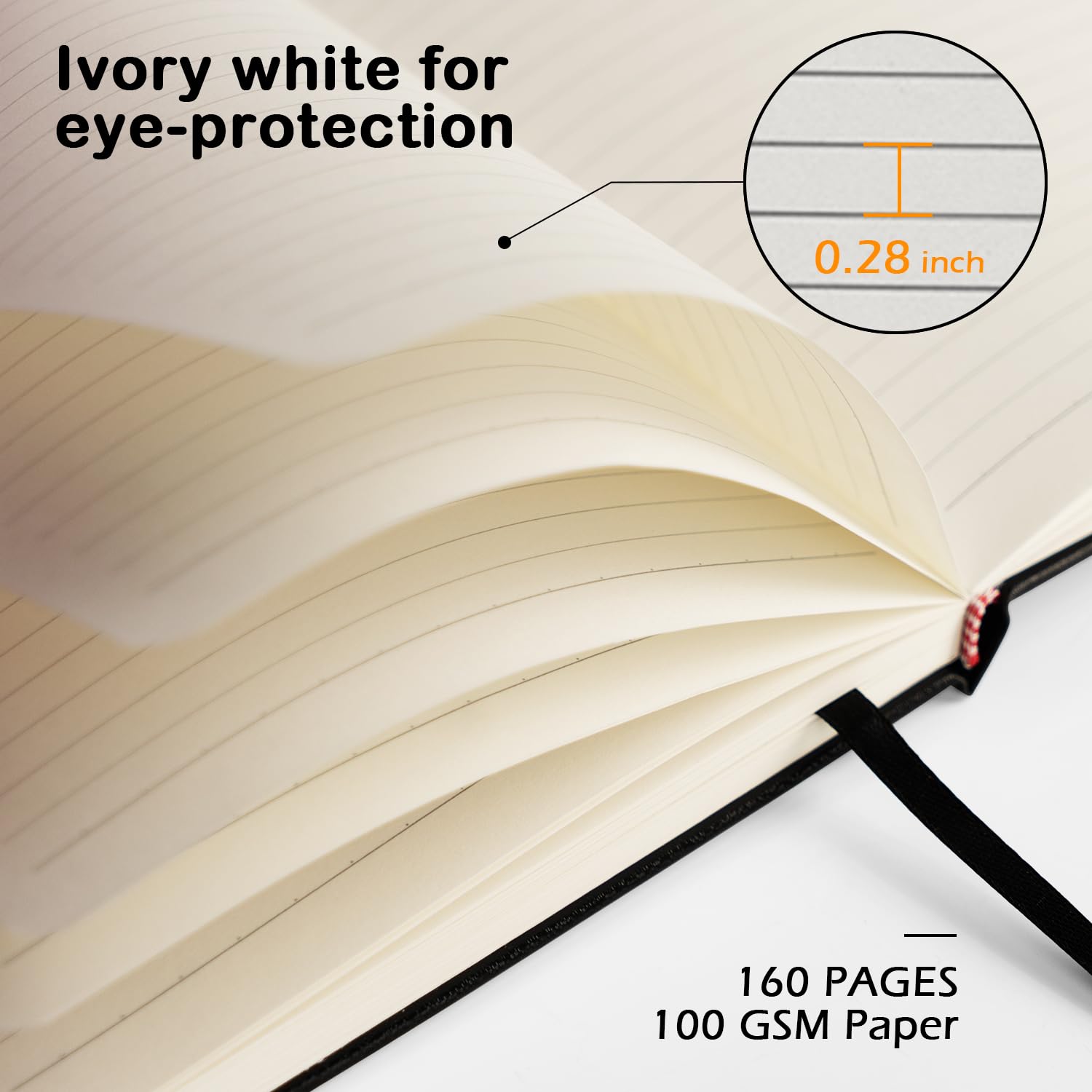 ONAVIA A5 Cuadernos paquete de 8, bloc de notas de 14 cm x 21 cm, Libreta Liso de Tapa Dura con Papel Grueso de 100 g/m², Cuaderno en Blanco de Tapa Dura de 160 Páginas Para Escritura, Estudio (Negro)