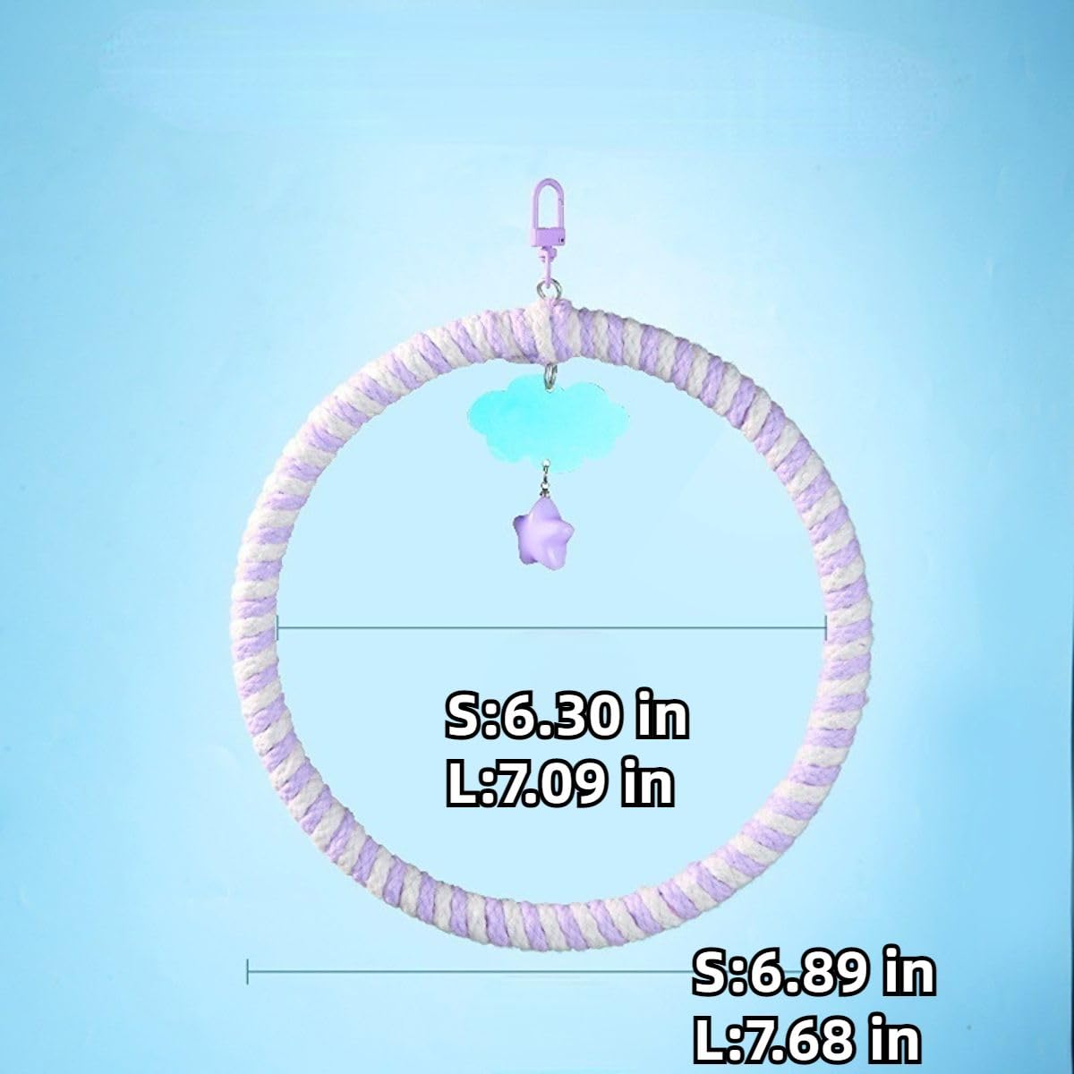 Circular Bird Swing Cotton Rope Stand Toy for Small Birds Parrot Parakeet Cockatiel Conure Budgie Finch Quaker (Pink,S)