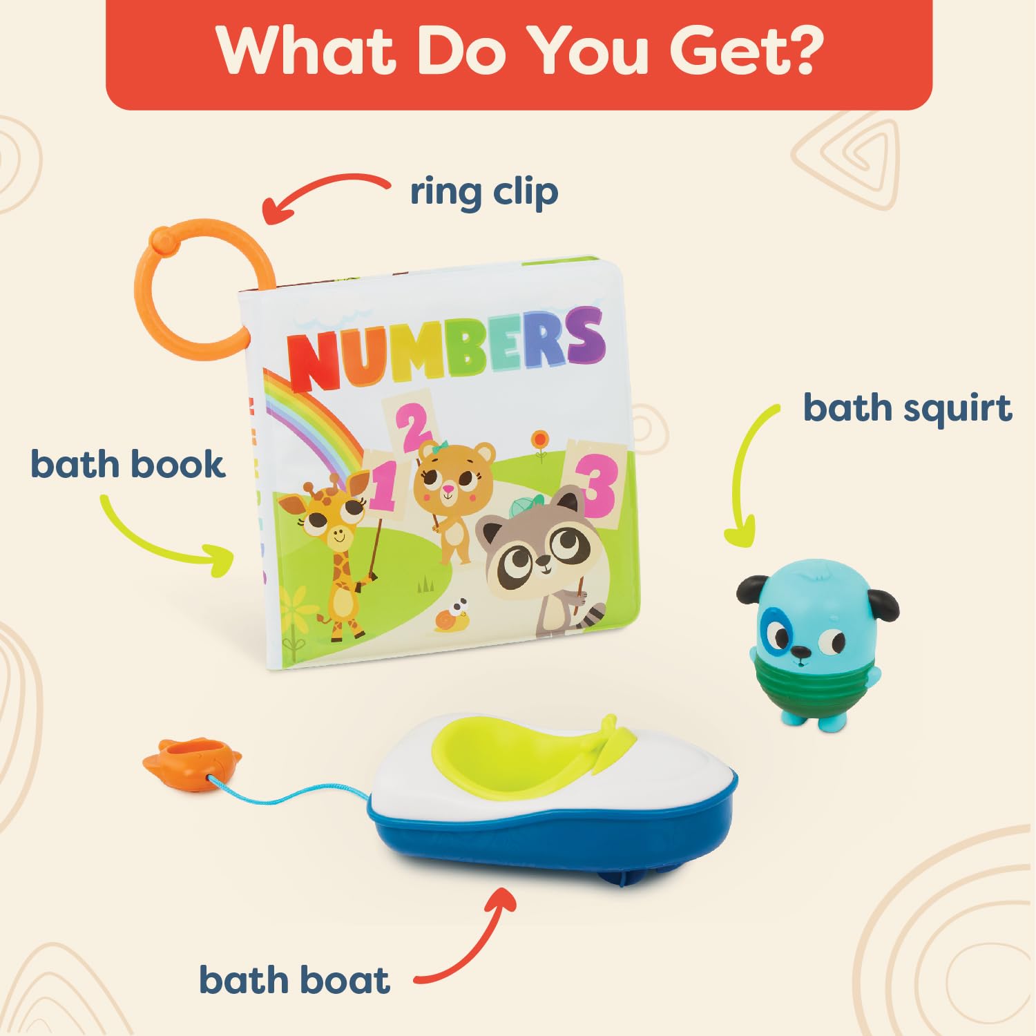 B. toys - Libro de baño con números y Barco con Cuerda para Arrastrar
