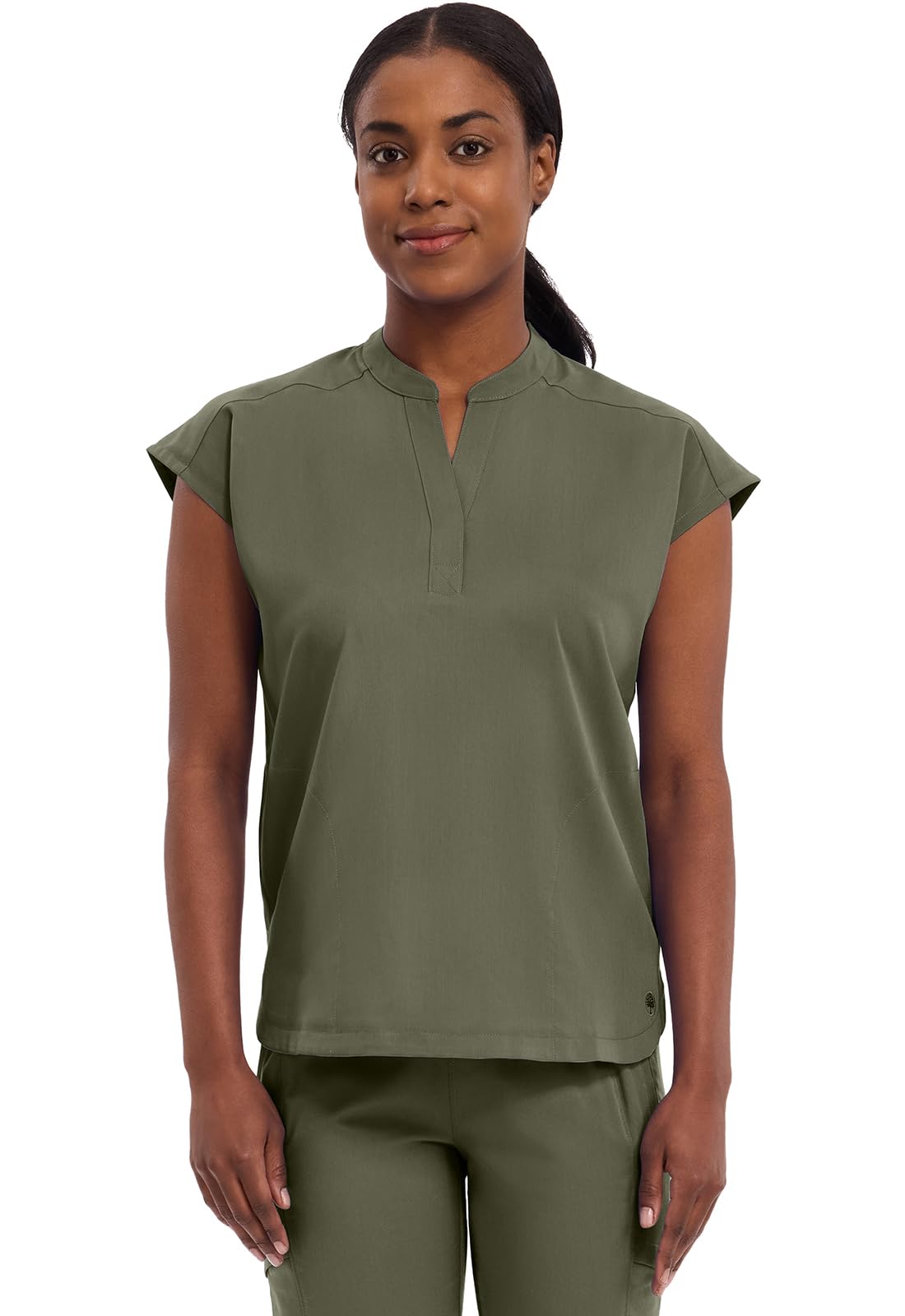 Healing Hands Womens Scrub Top Relaxed Fit Journey Top - 2 Pockets with Knit Details Dolman Sleeve and
