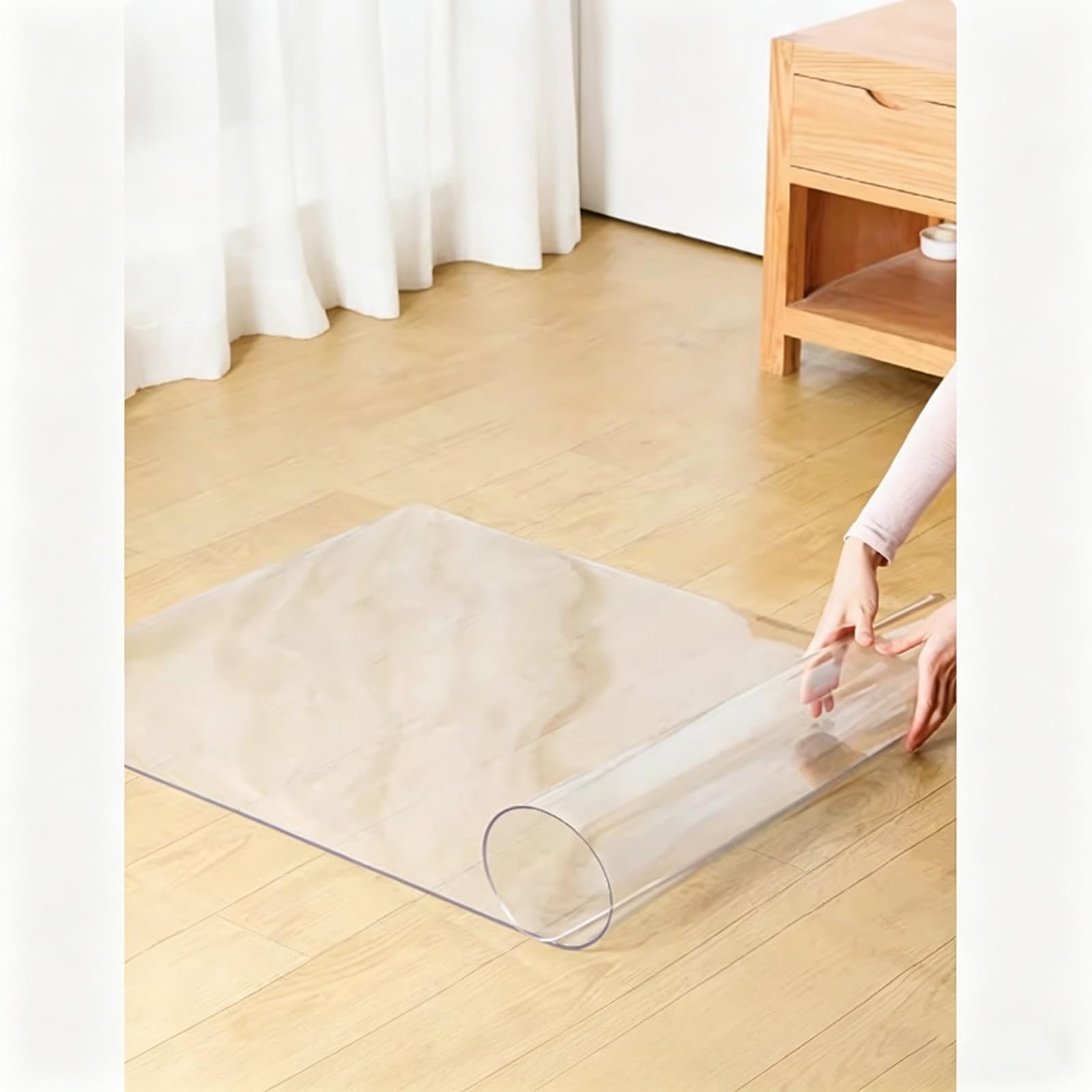 JNTFNE Restaurant Clear Hardwood Floor Protector Mat, Heavy Duty Office Chair Mat Plastic Carpet Runners Entry, Thick 1.5MM Rectangular Long Hallway Runners(48x216in)