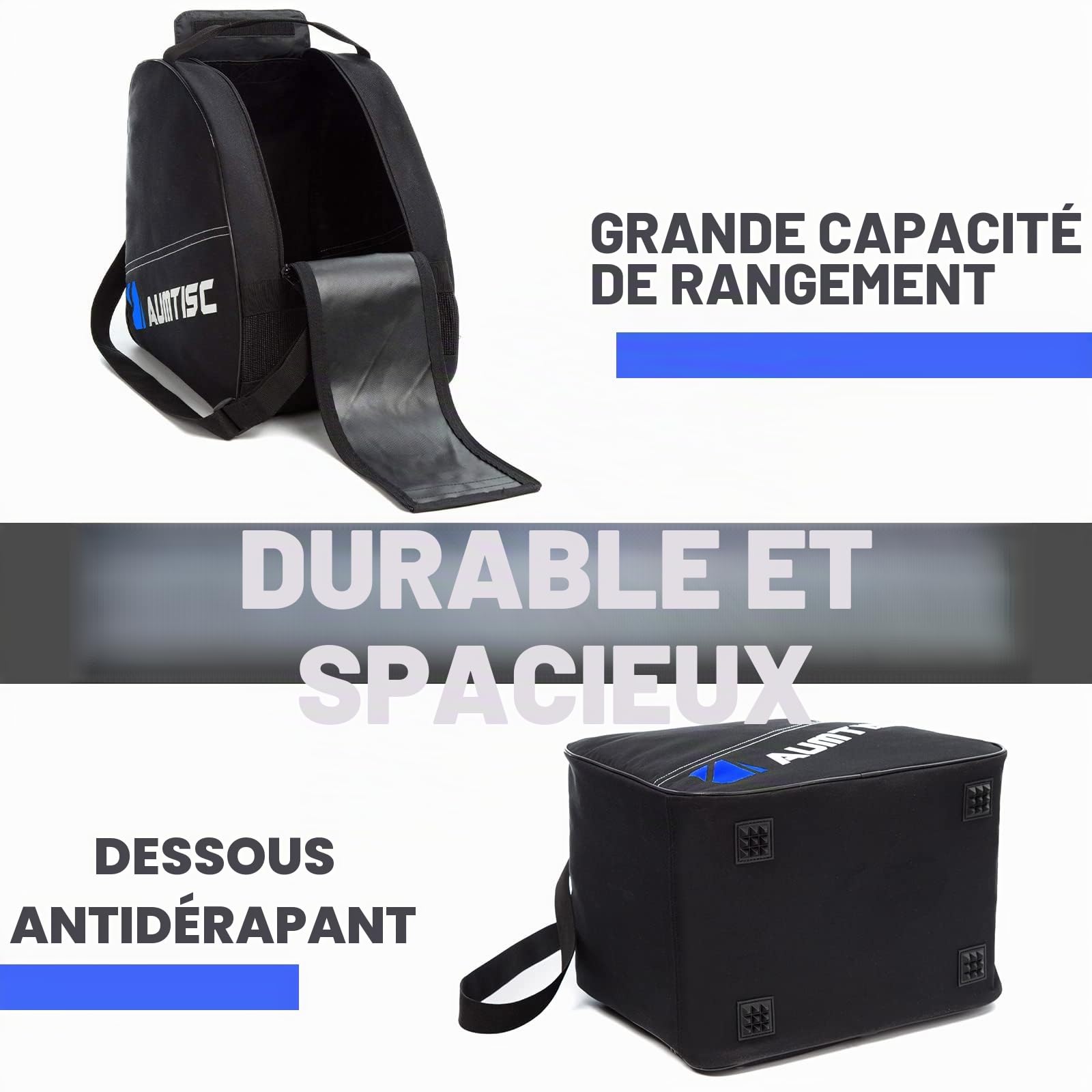 AUMTISC Housse Ski Rembourrée Sac Ski avec Longueur Réglable 200 cm pour Skis, Bottes et Casques