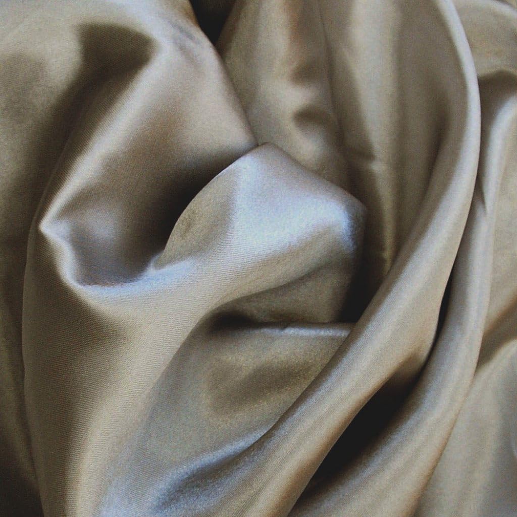 CQL Satin Fabric by the Metre – 60 Inch Wide Satin Roll for Wedding Dresses, Bespoke Tailoring & Decoration Projects – Soft, Smooth, Silk-Like Finish(Beige,5 Metre)