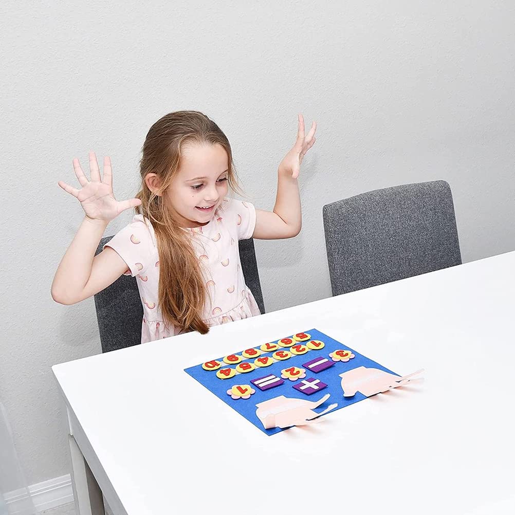 TARSHYRY Giocattolo per Contare la Lavagna in Feltro per Bambini, Aiuto per l'apprendimento dei Numeri, Strumento Educativo per la Scuola Materna e Prescolare (BLUE)